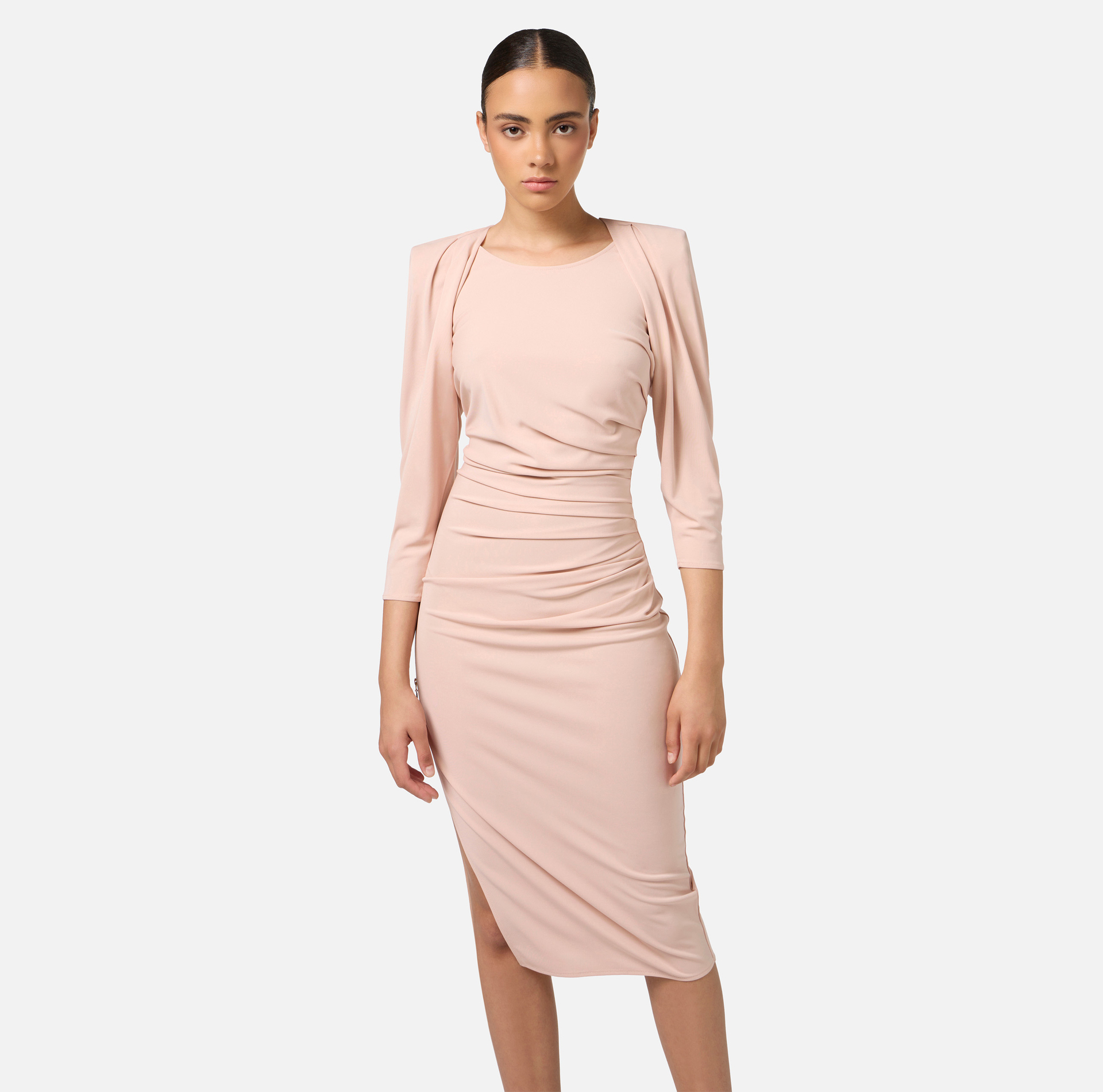 Jersey midi dress with side zip | Elisabetta Franchi® Outlet