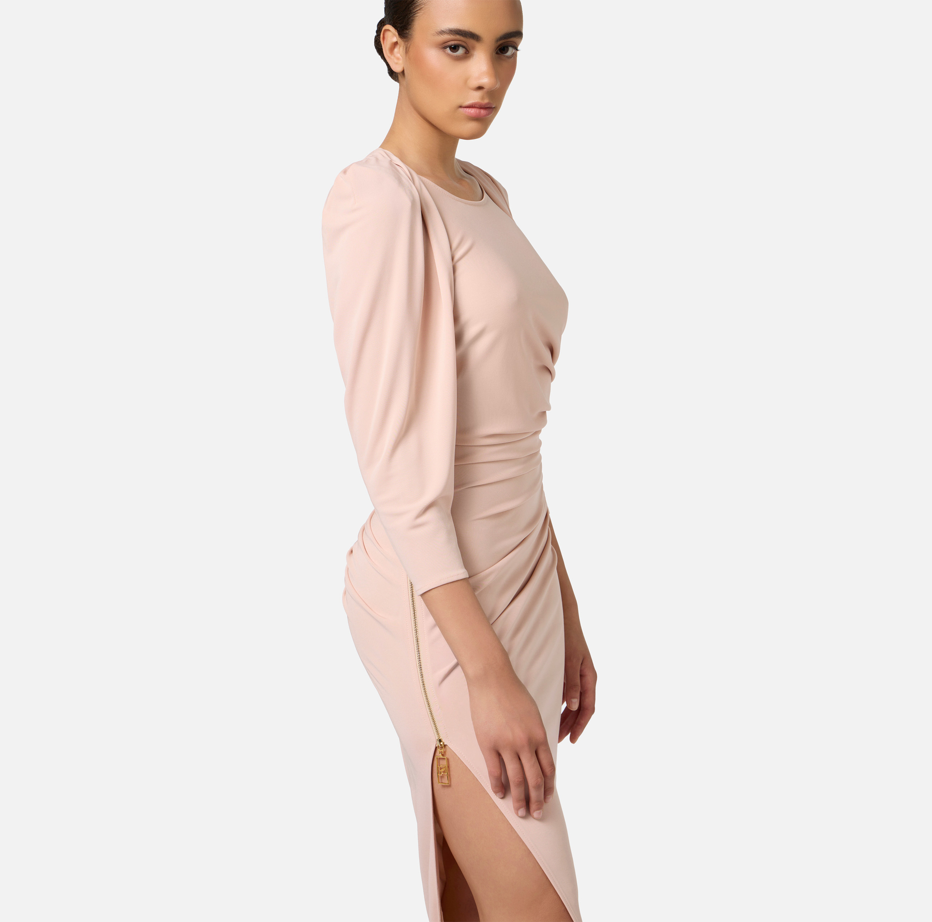 Jersey midi dress with side zip | Elisabetta Franchi® Outlet