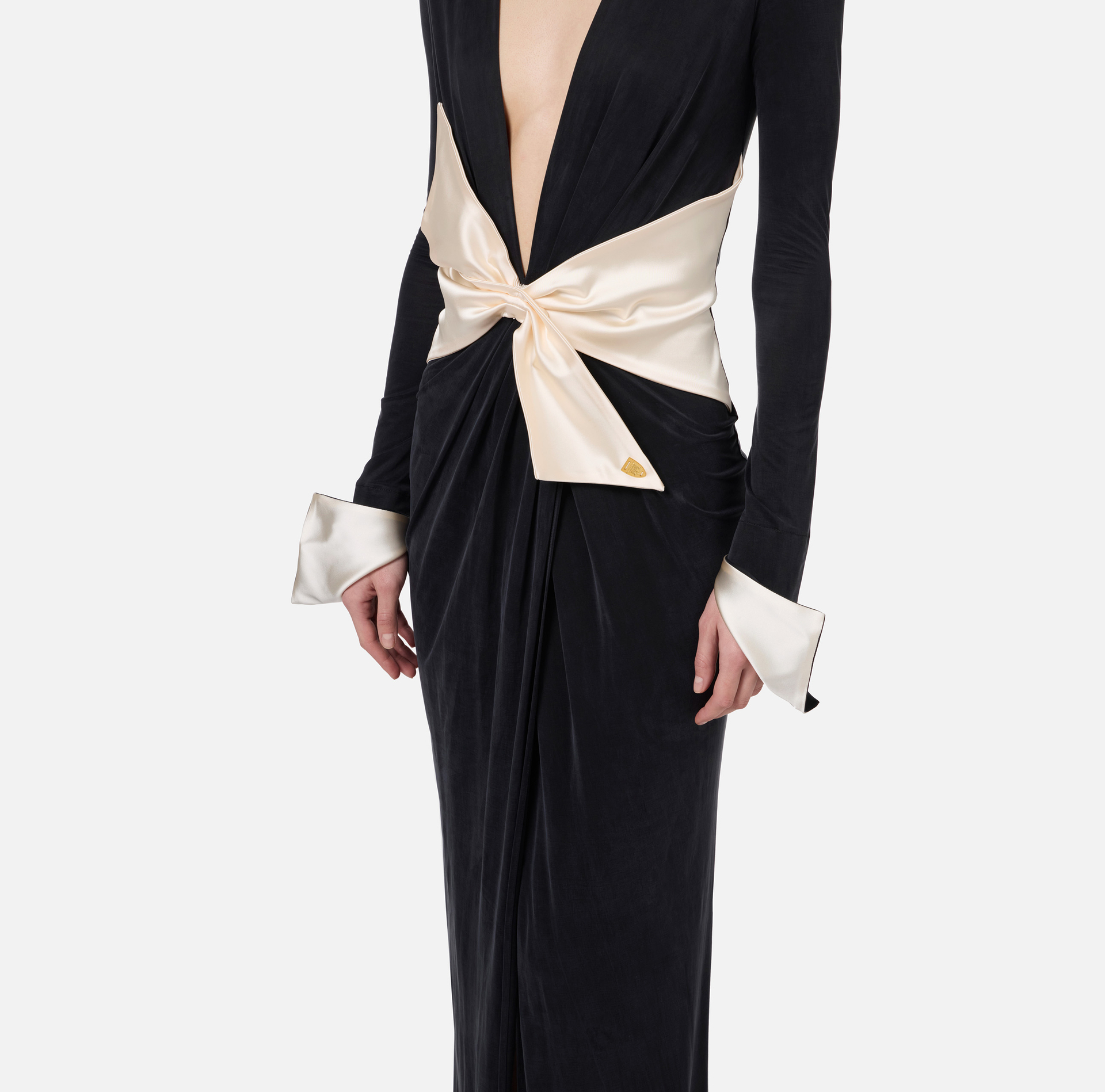 Red Carpet-Kleid aus Jersey mit Raffung und Schärpe | Elisabetta Franchi® Outlet