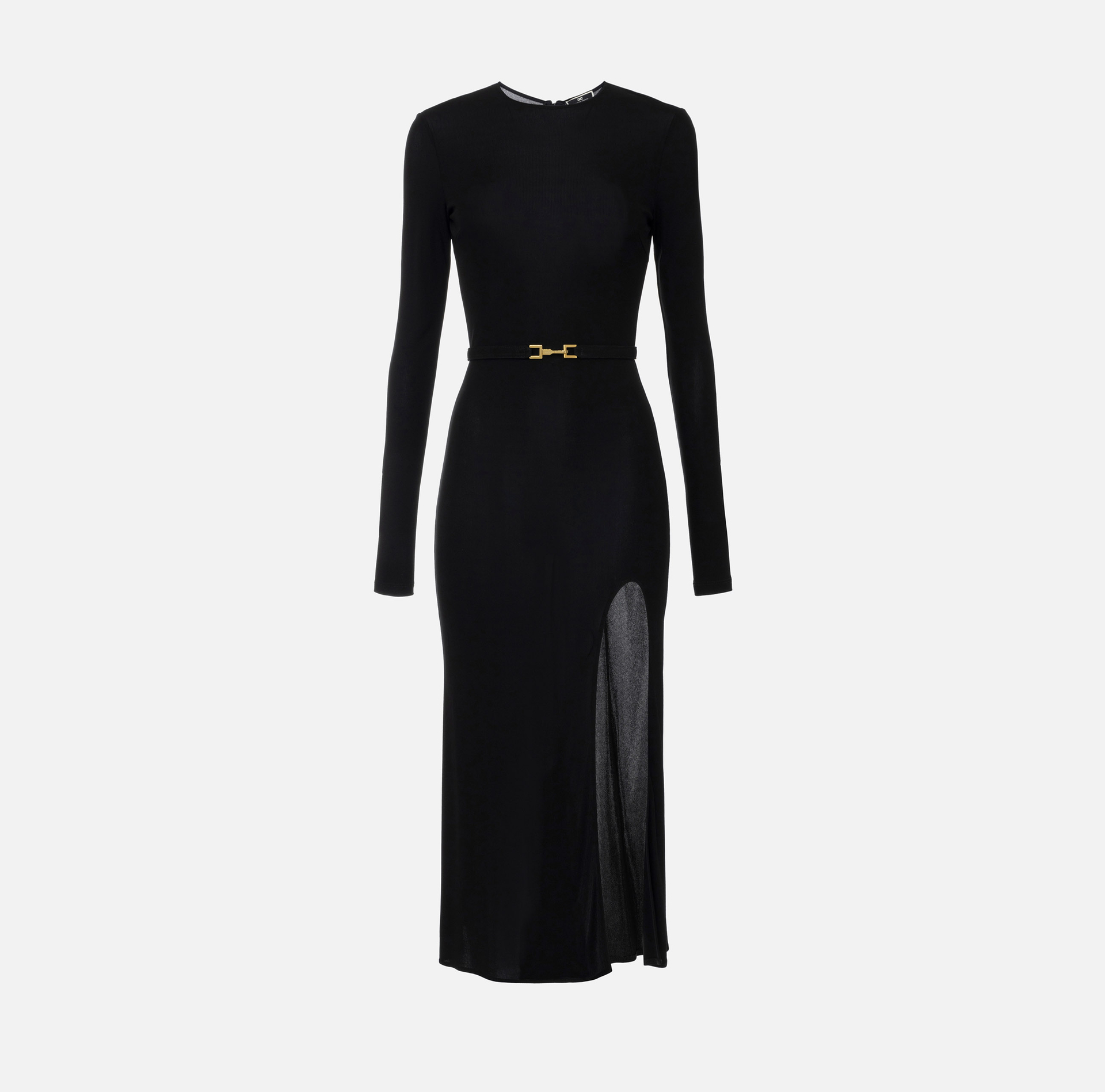 Abito midi in jersey con cintura - Elisabetta Franchi® Outlet