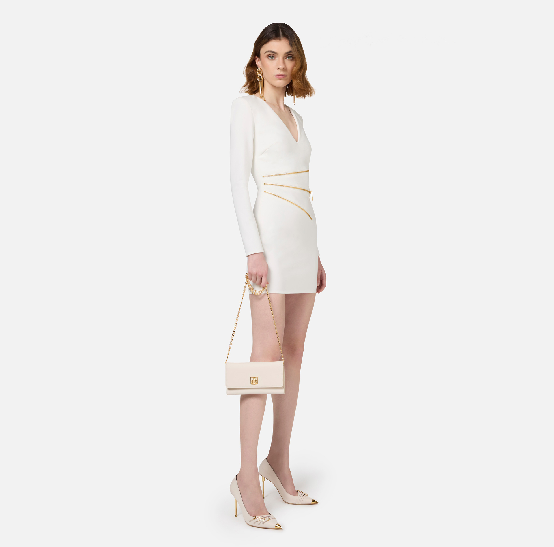 Mini-dress in crêpe fabric with zip | Elisabetta Franchi® Outlet