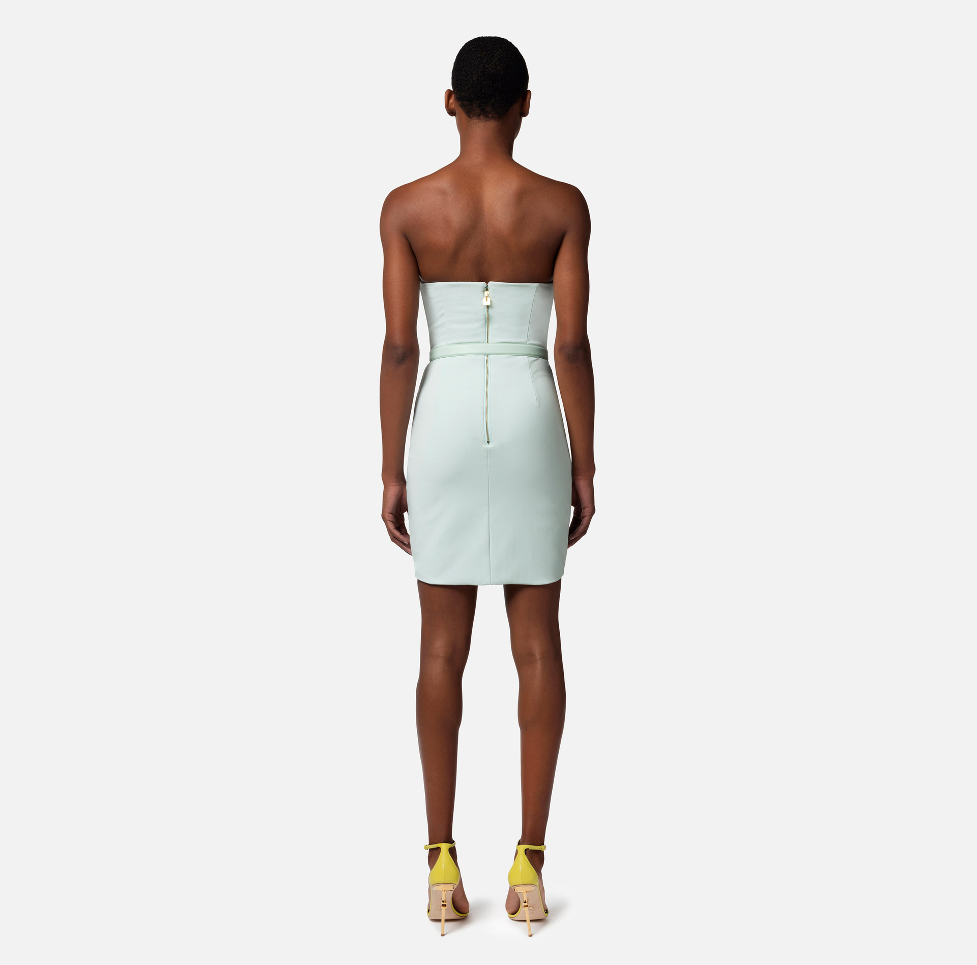 Technical fabric mini-dress with bustier-style bodice - Elisabetta Franchi® Outlet