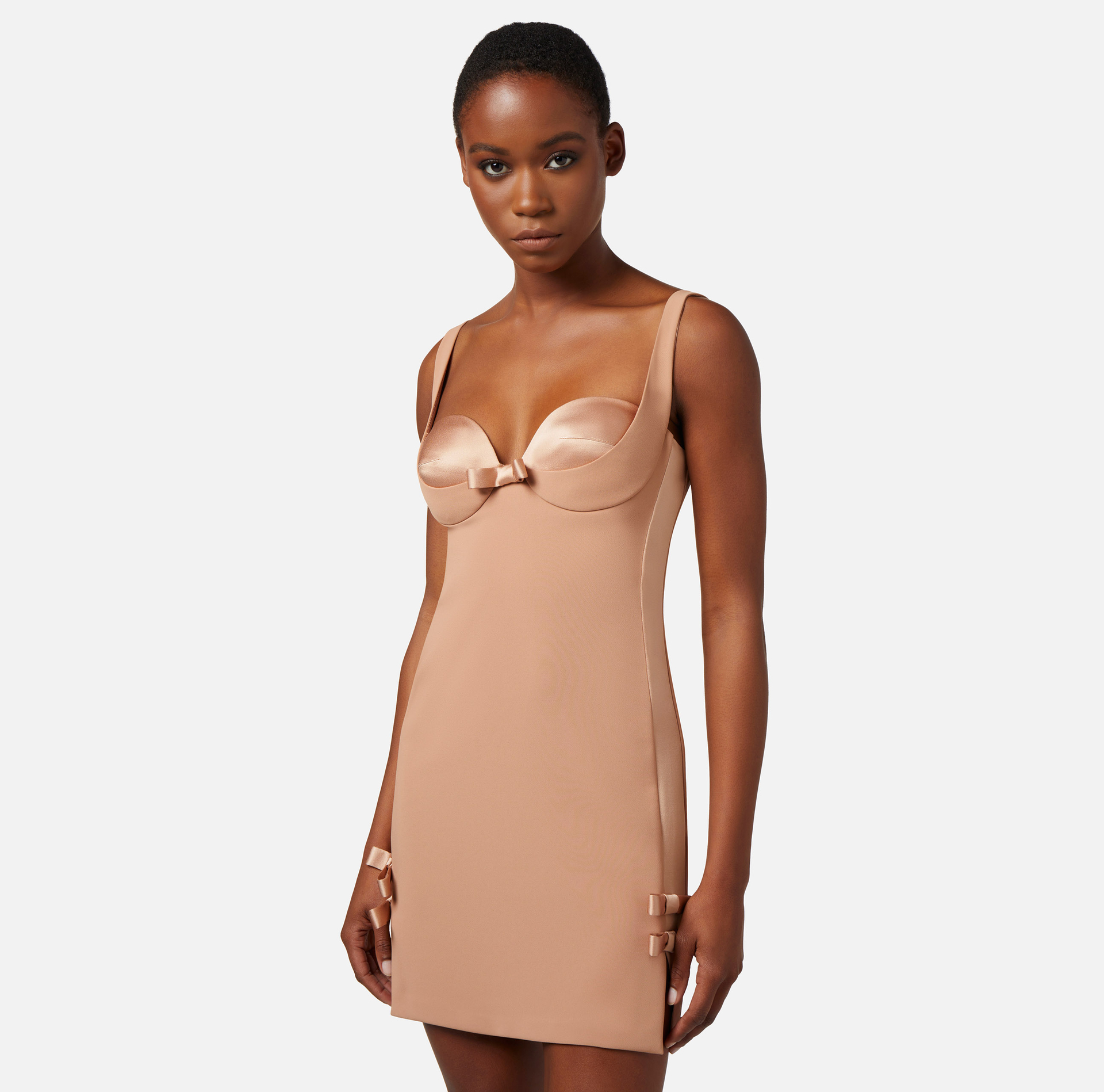 Mini-dress in crêpe fabric with bows - Elisabetta Franchi® Outlet