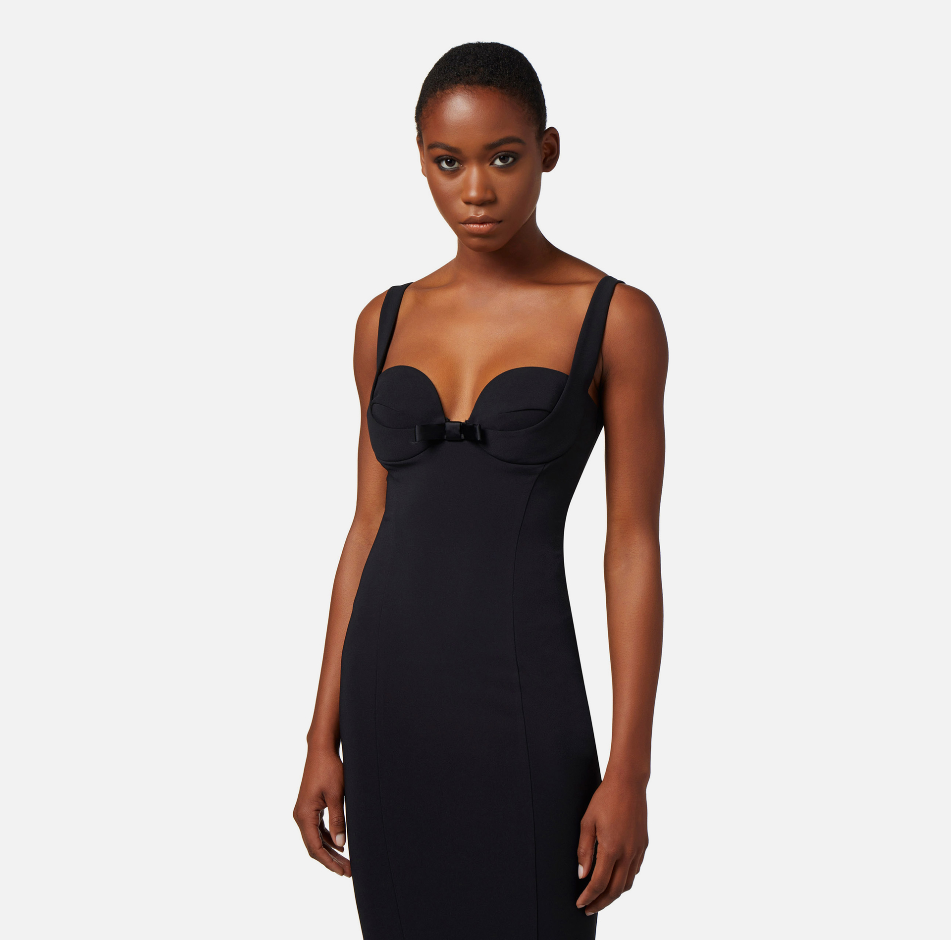 Crepe dress with bow - Elisabetta Franchi® Outlet