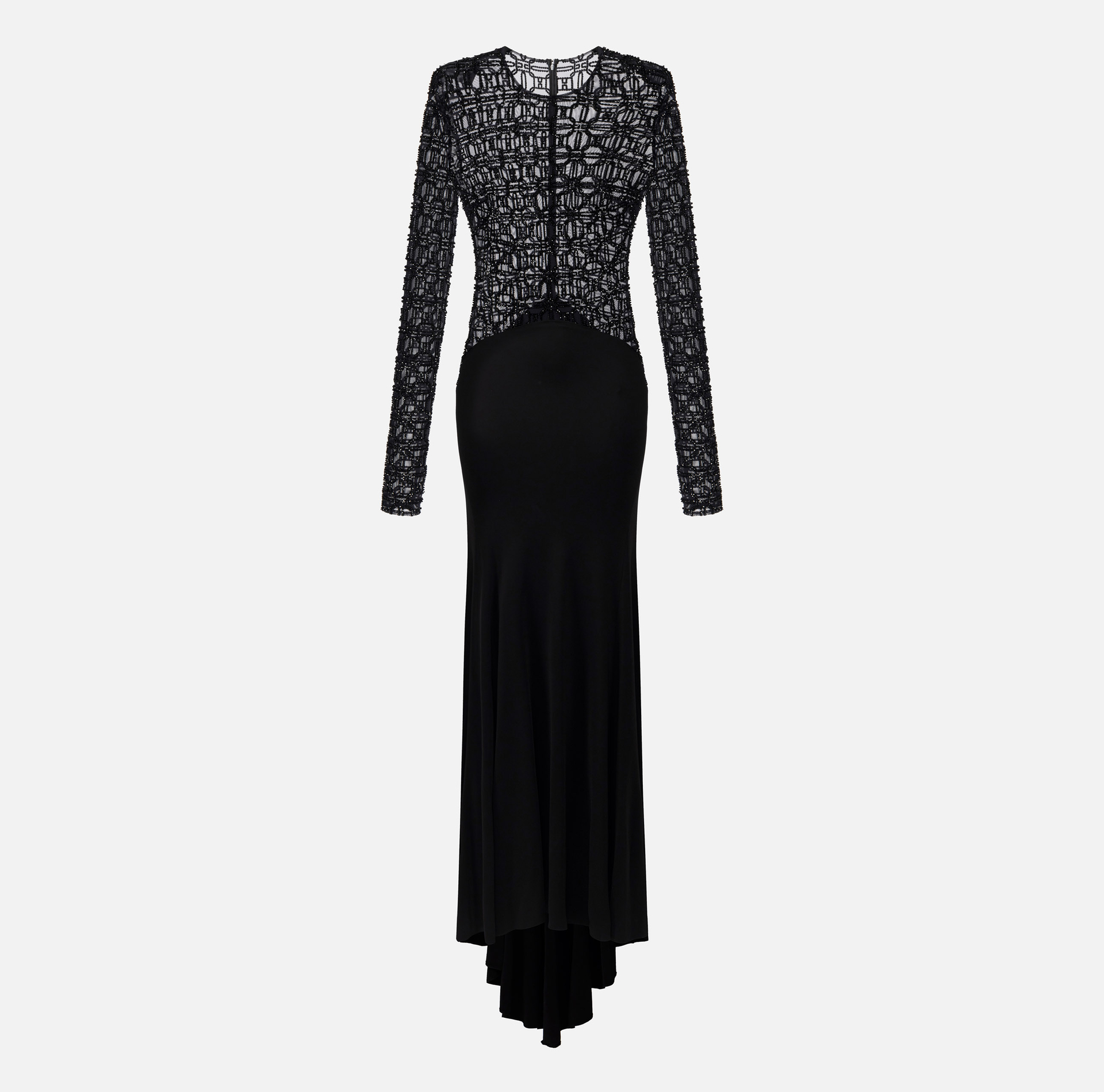 Red carpet dress in embroidered flock tulle fabric | Elisabetta Franchi® Outlet
