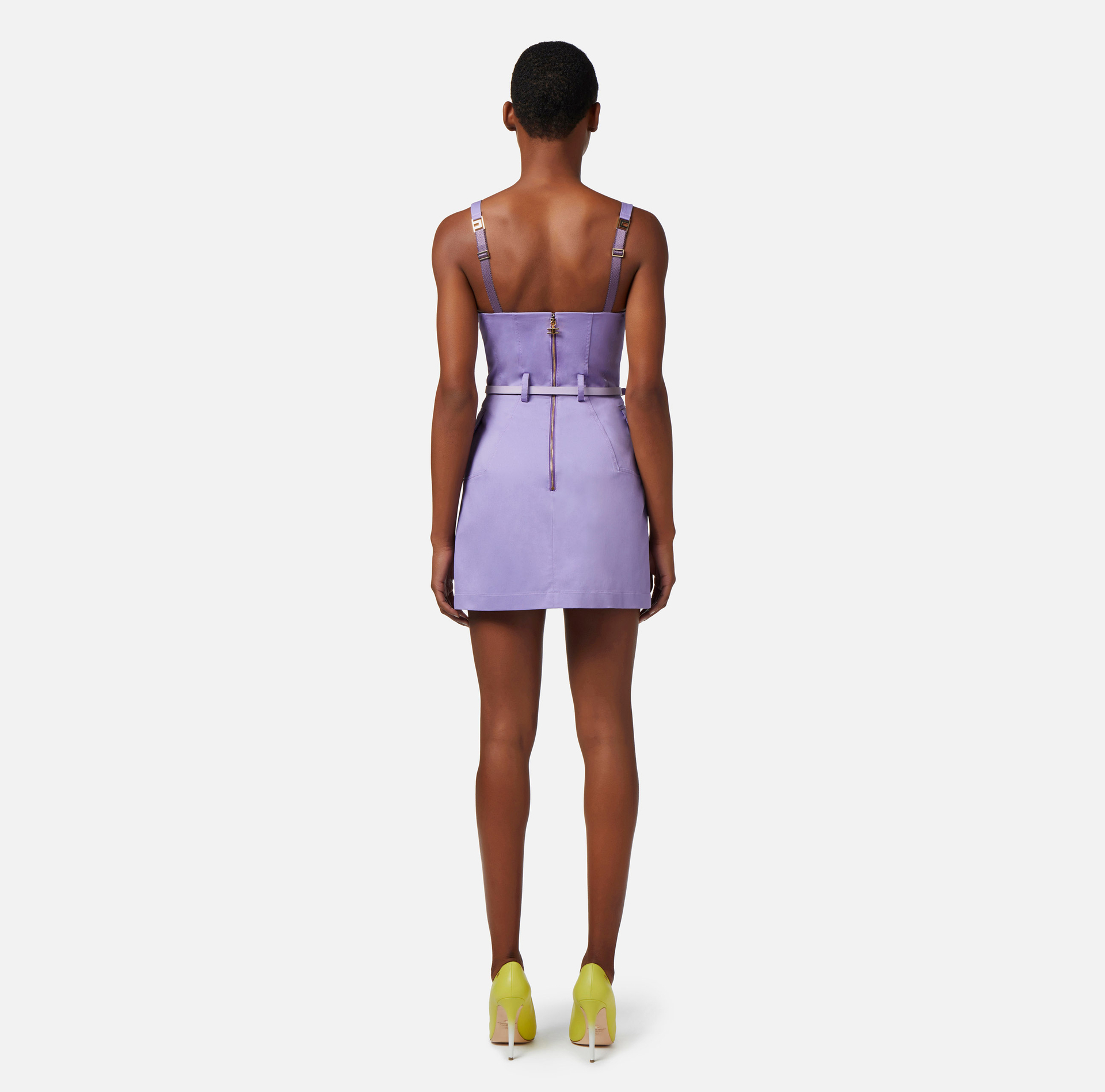 Mini-robe en coton utilitaire avec ceinture - Elisabetta Franchi® Outlet