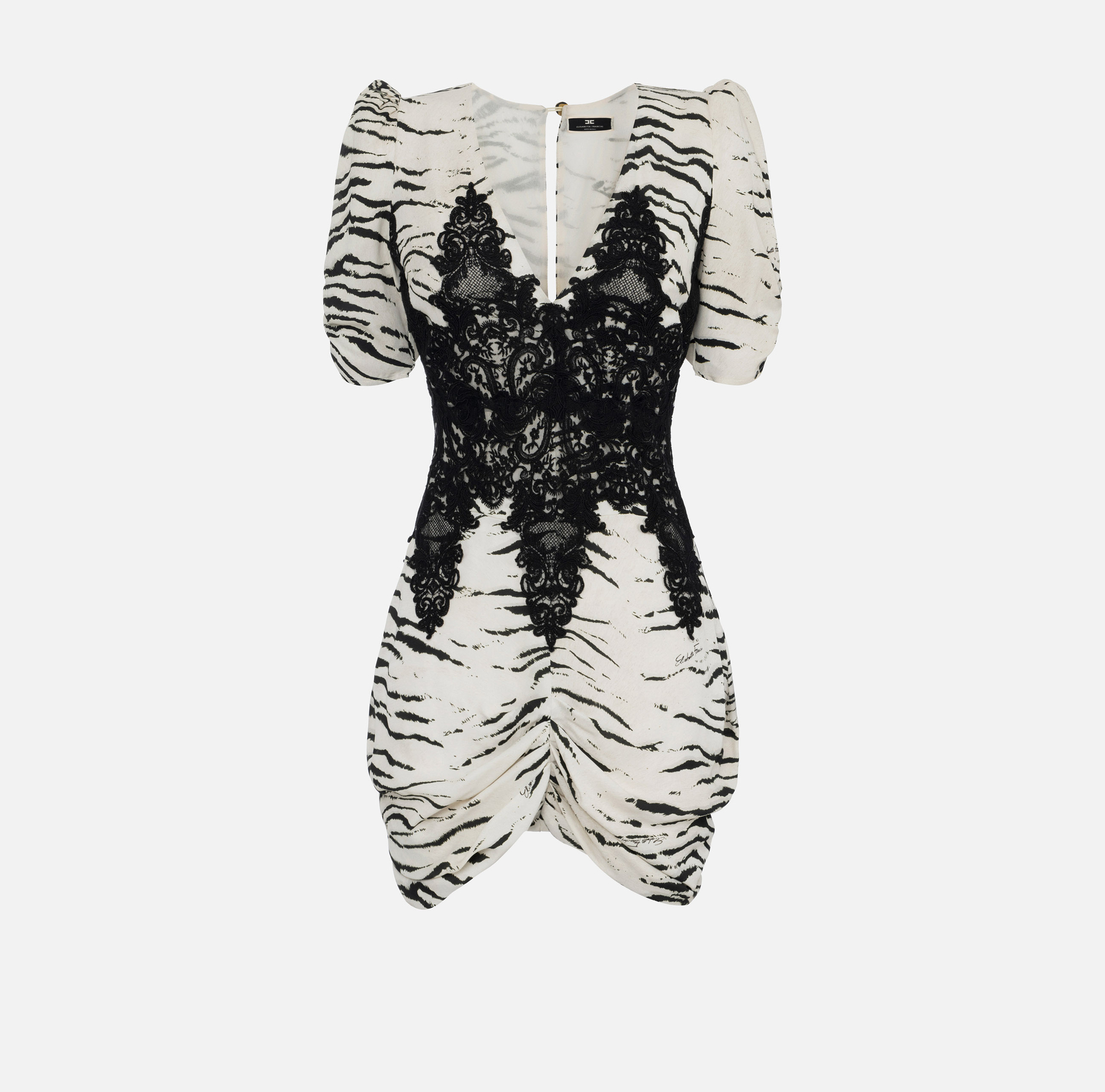 Mini-dress in viscose georgette fabric with animal print - Elisabetta Franchi® Outlet