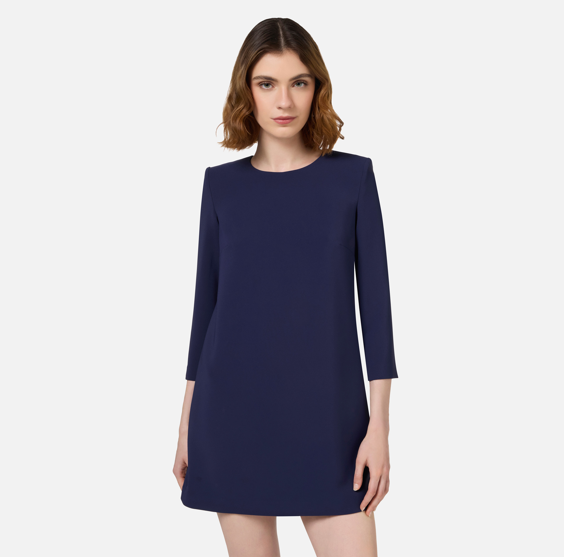 Crêpe boxy mini-dress with voile insert | Elisabetta Franchi® Outlet