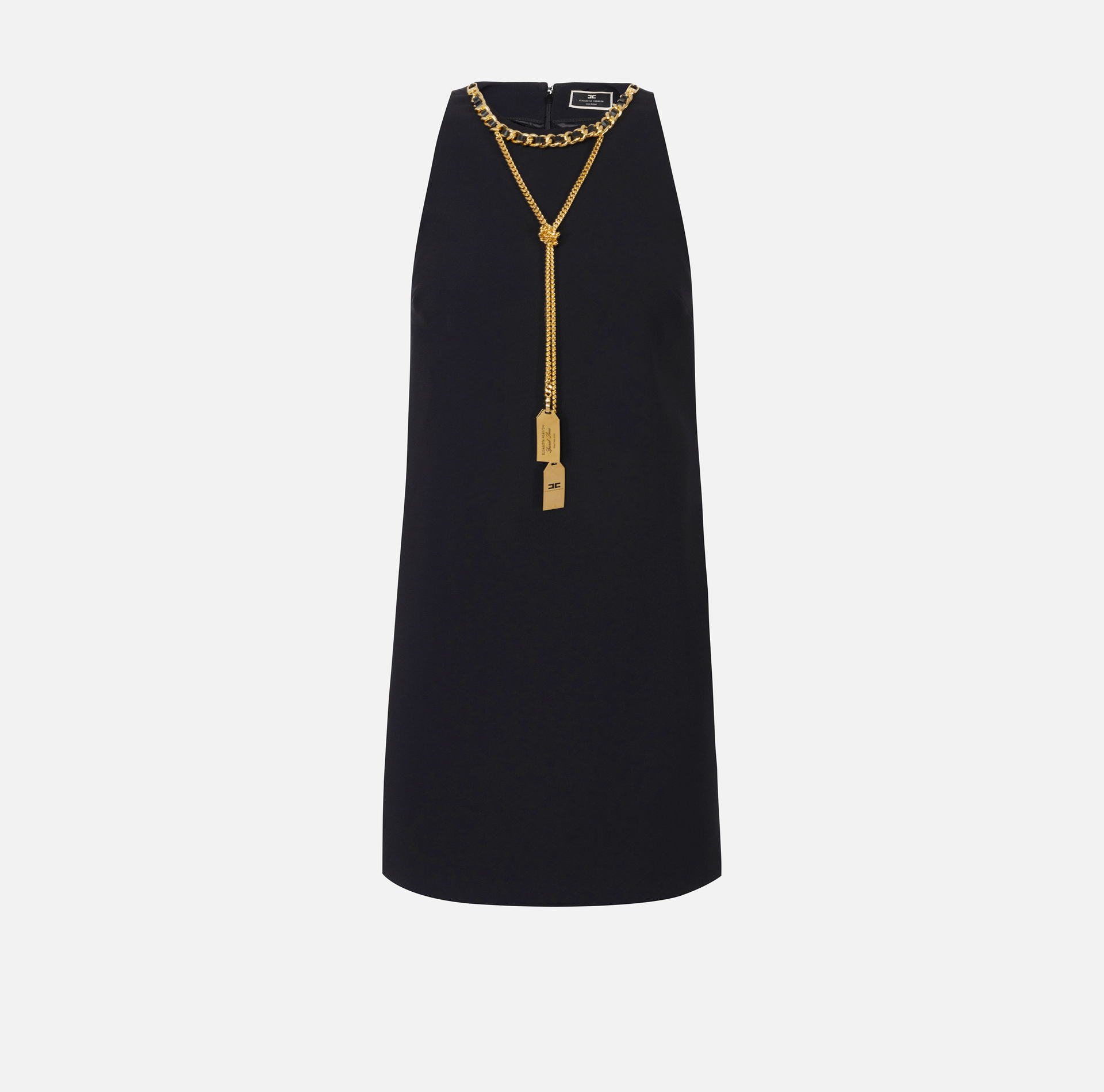 Crêpe boxy mini-dress with necklace | Elisabetta Franchi® Outlet
