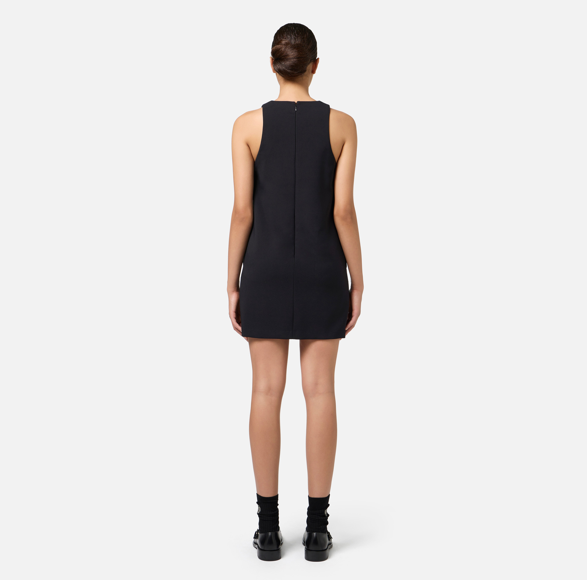 Crêpe boxy mini-dress with necklace | Elisabetta Franchi® Outlet