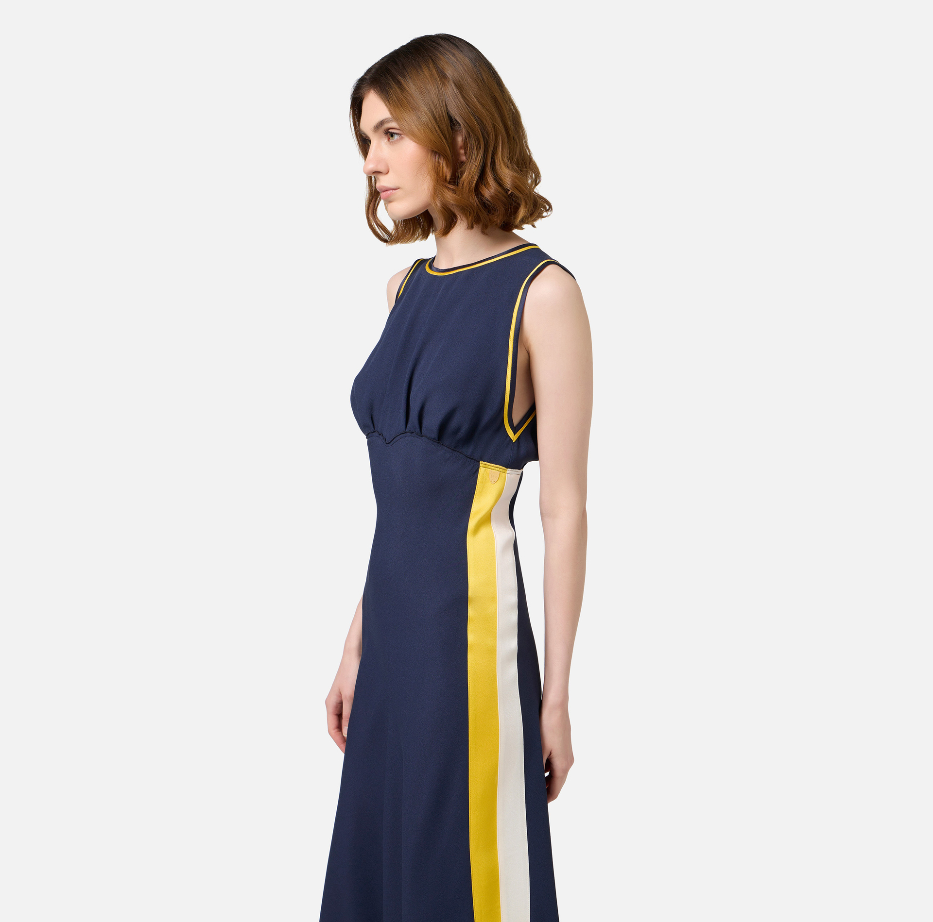 Robe midi en satin avec bandes | Elisabetta Franchi® Outlet