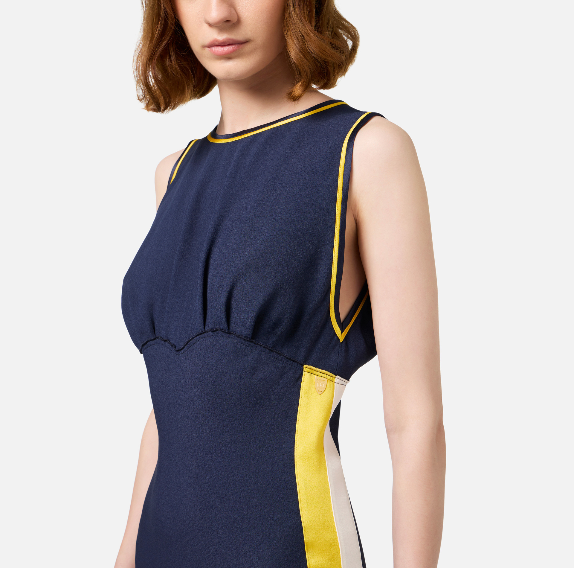 Robe midi en satin avec bandes | Elisabetta Franchi® Outlet