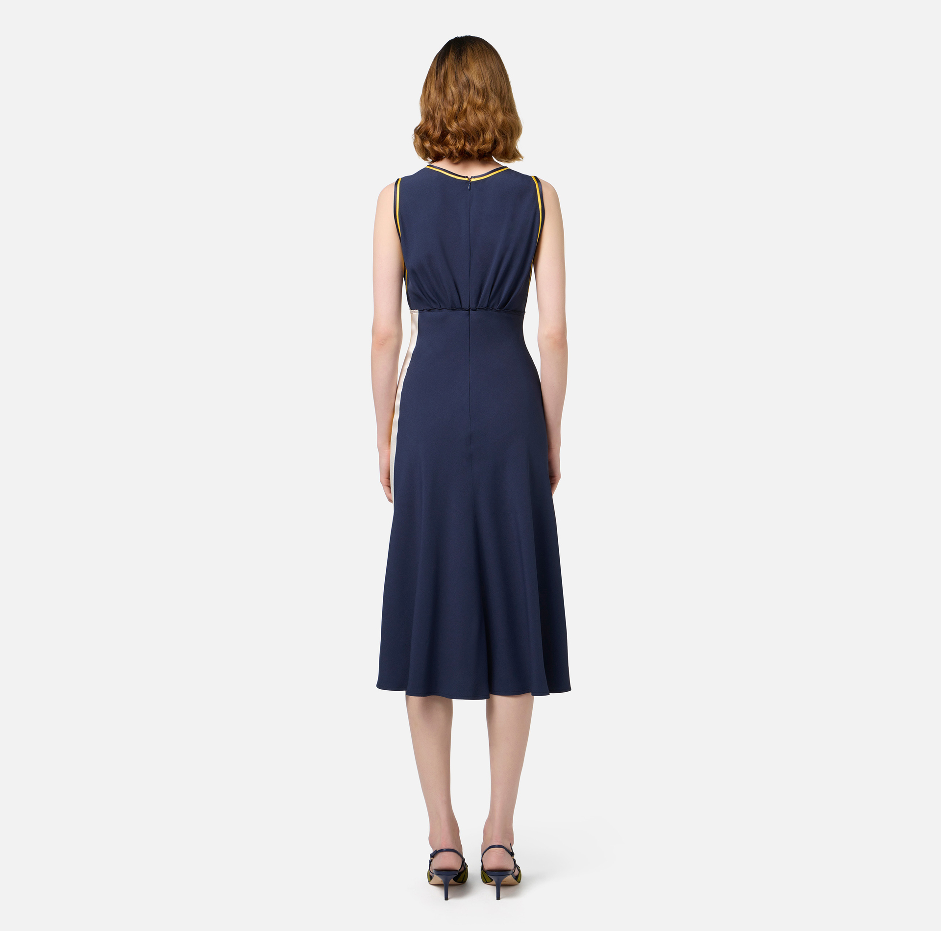 Robe midi en satin avec bandes | Elisabetta Franchi® Outlet
