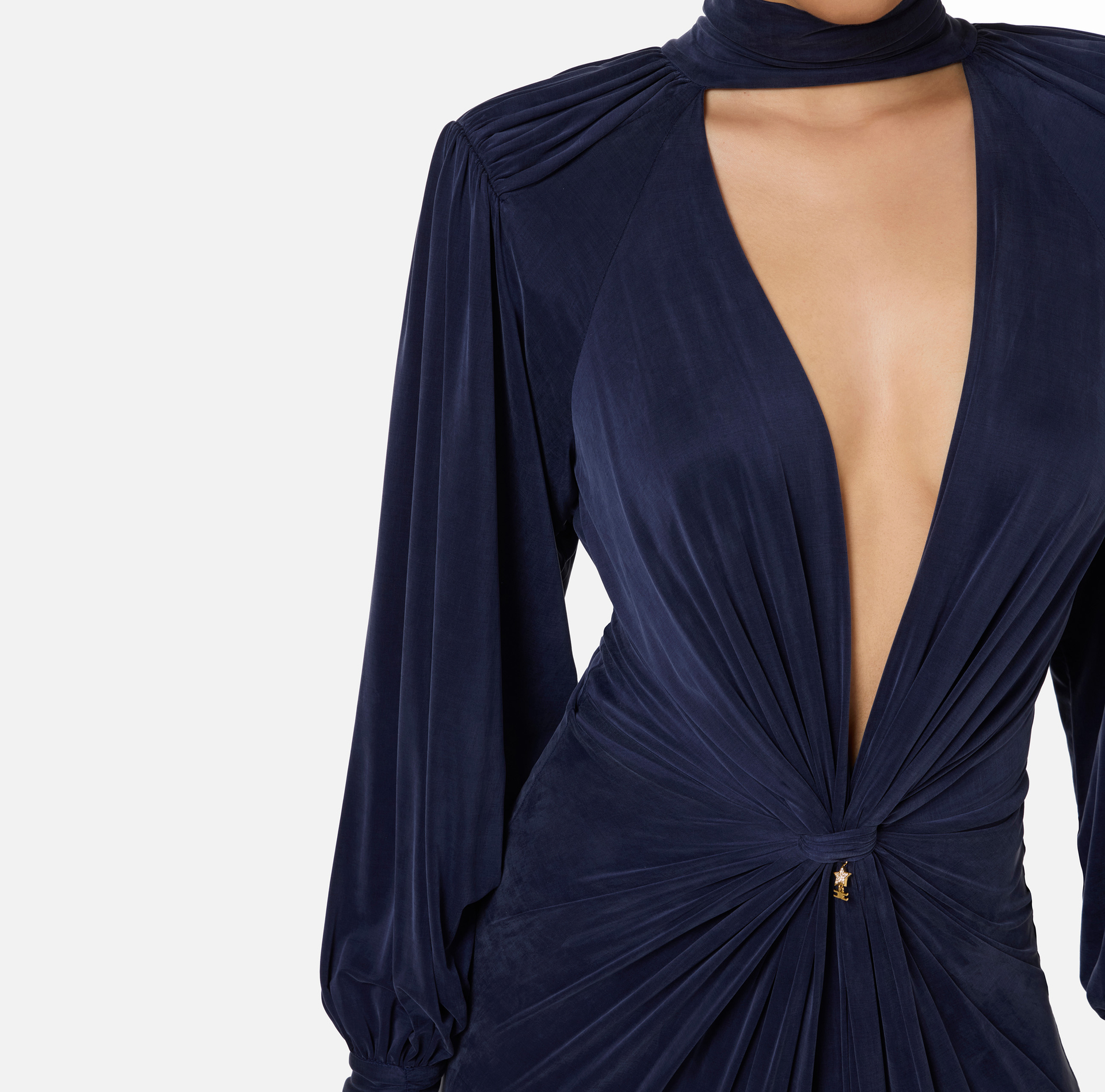 Vestido Red Carpet de punto cupro con nudo | Elisabetta Franchi® Outlet