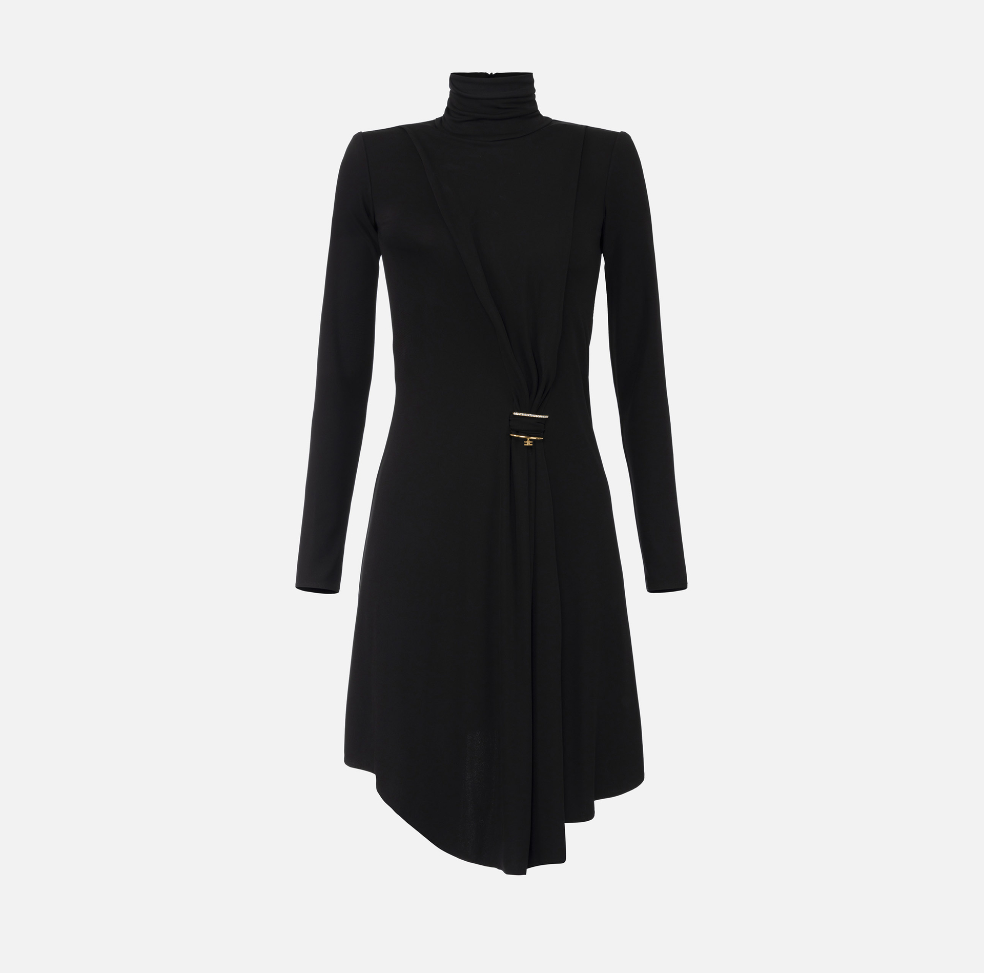 Draped jersey mini-dress with jewel accessory | Elisabetta Franchi® Outlet