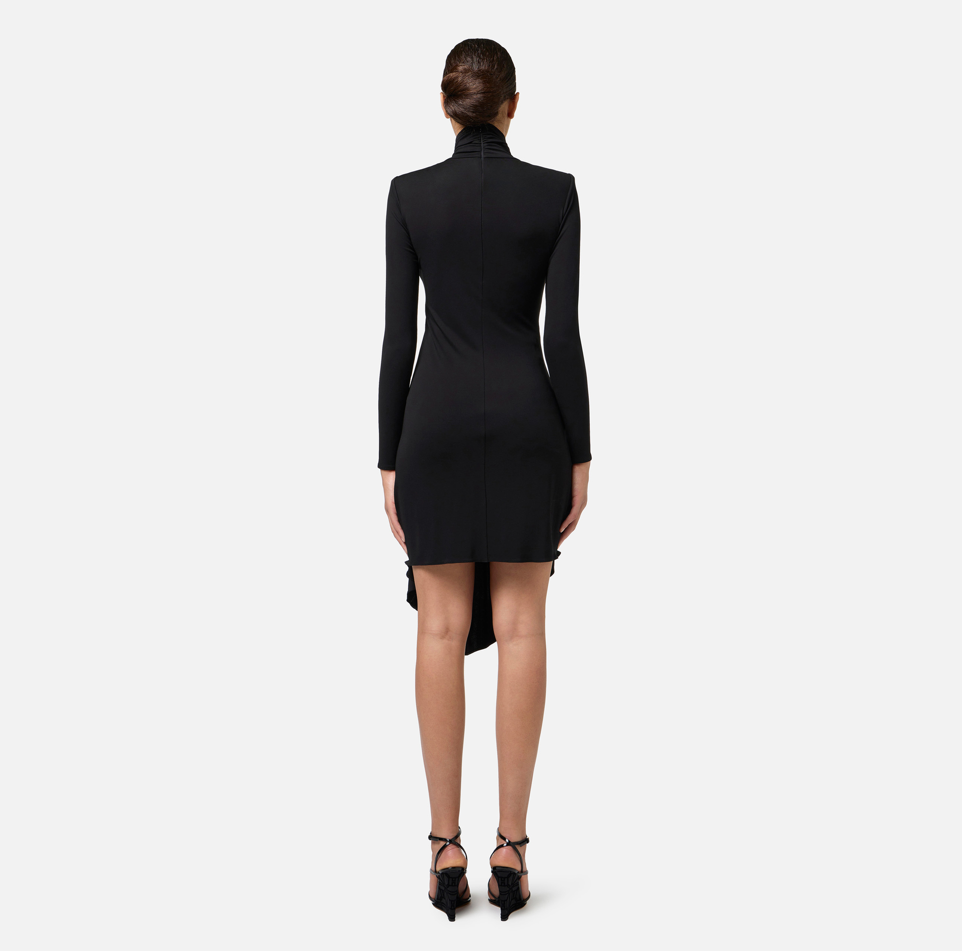 Draped jersey mini-dress with jewel accessory | Elisabetta Franchi® Outlet