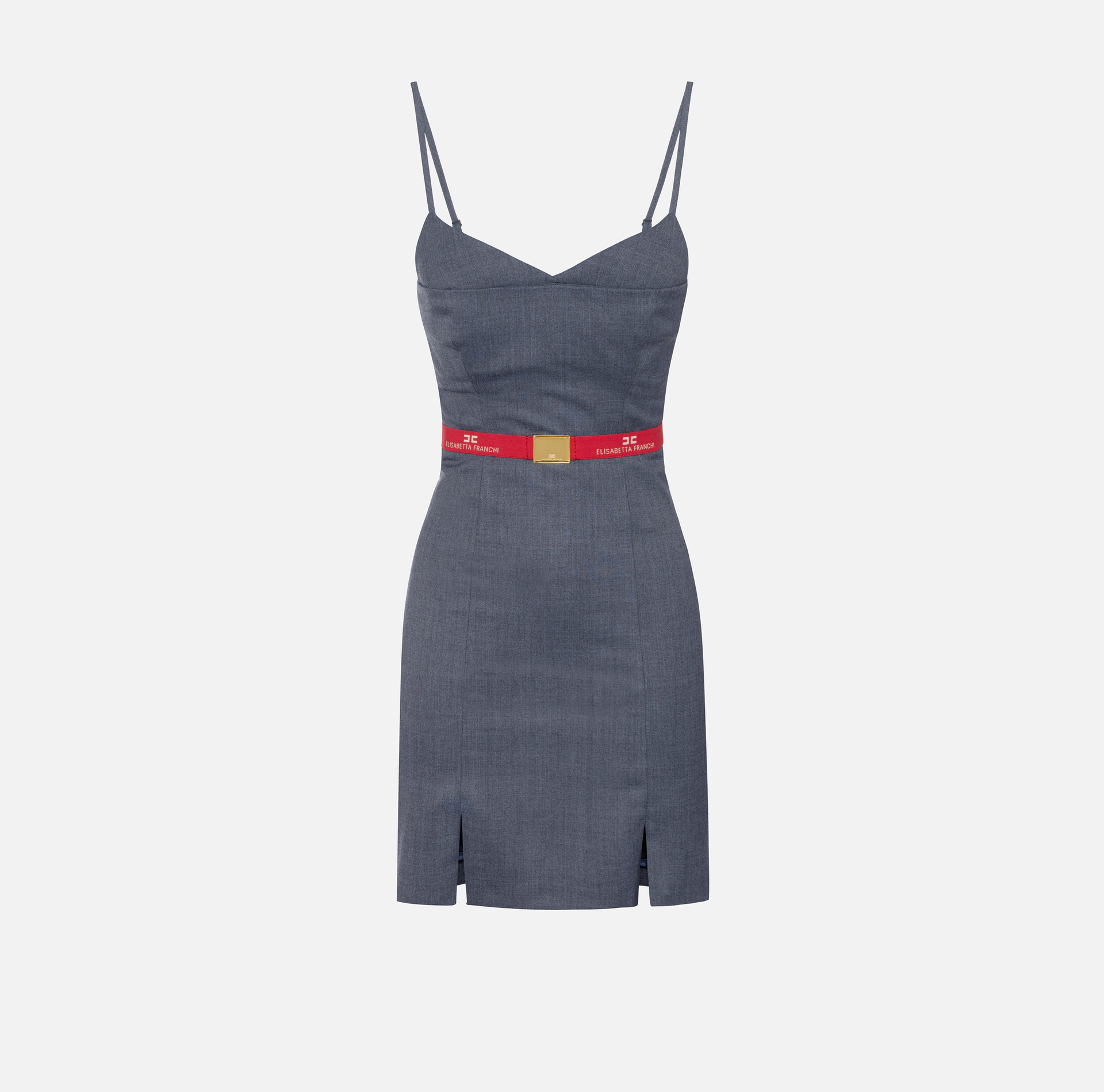 Mini-robe en mélange de laine froide avec ceinture | Elisabetta Franchi® Outlet