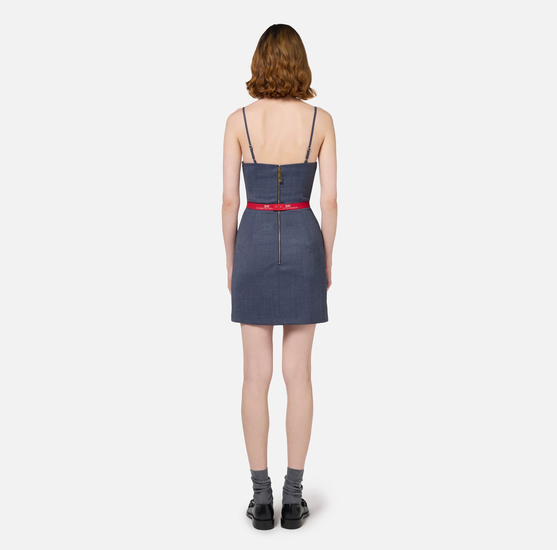 Mini-robe en mélange de laine froide avec ceinture | Elisabetta Franchi® Outlet