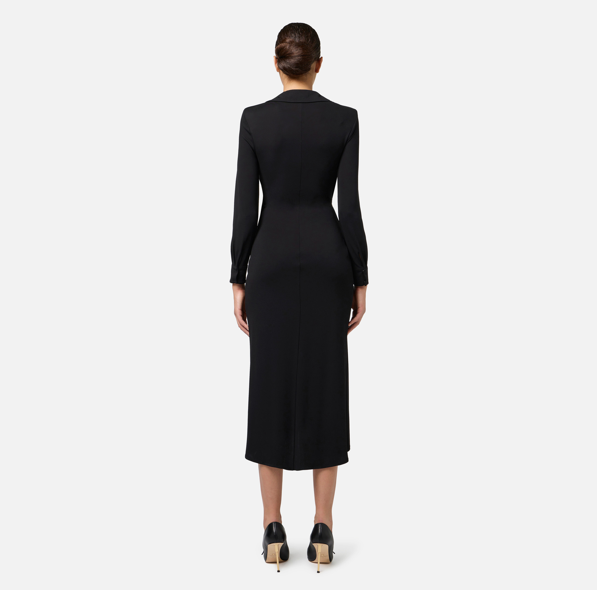 Jersey midi dress with side knot | Elisabetta Franchi® Outlet