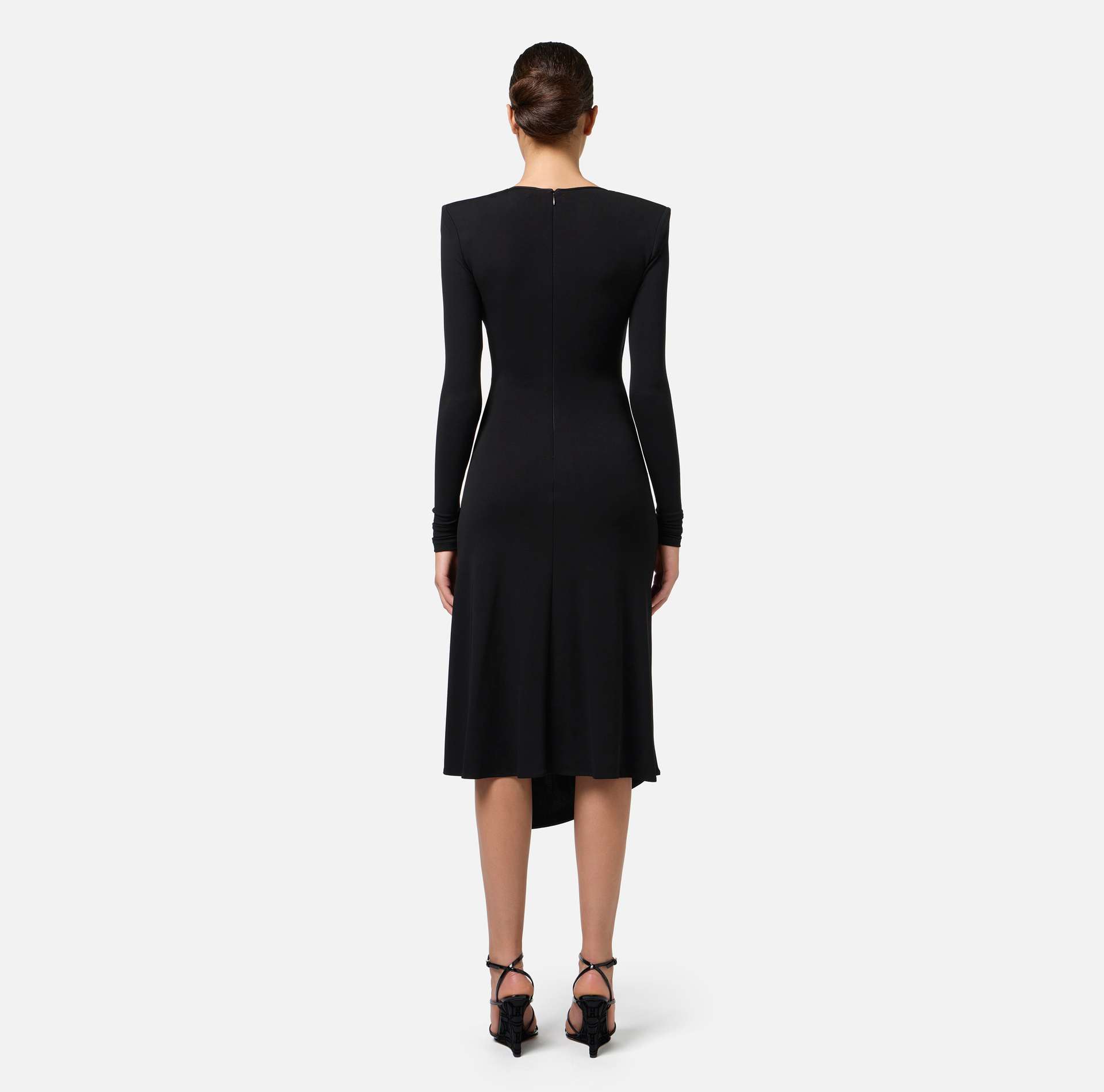 Abito midi in jersey drappeggiato con collana | Elisabetta Franchi® Outlet