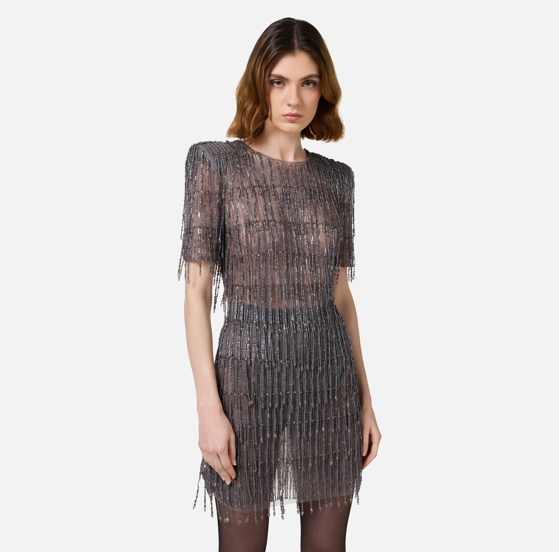 Minivestido boxy de tul bordado con lentejuelas | Elisabetta Franchi® Outlet