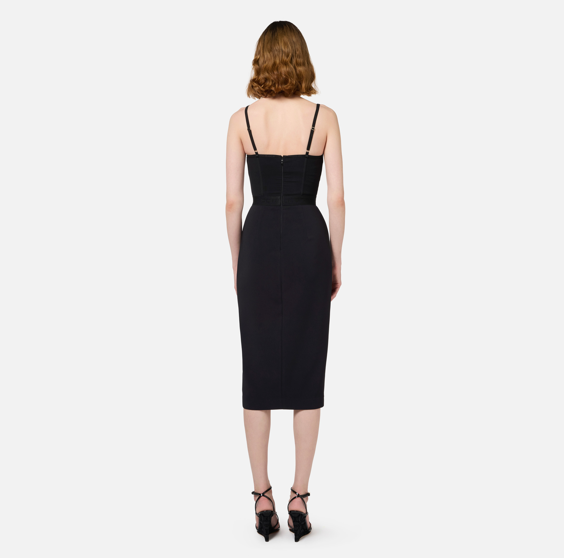 Robe midi avec top bustier en tulle et crêpe | Elisabetta Franchi® Outlet