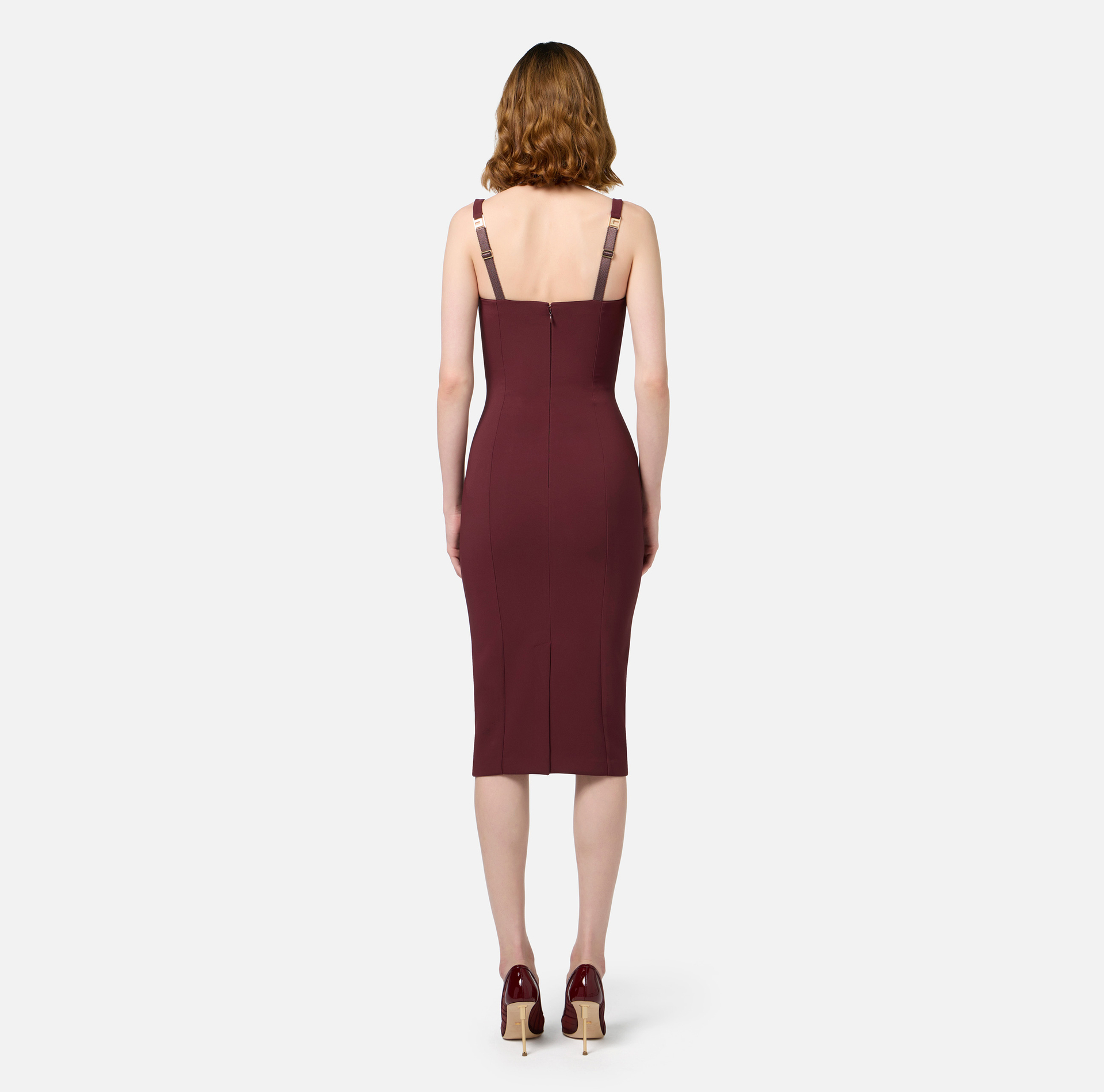 Midi- Kleid aus Stretch-Crêpe im Cup-Schnitt | Elisabetta Franchi® Outlet