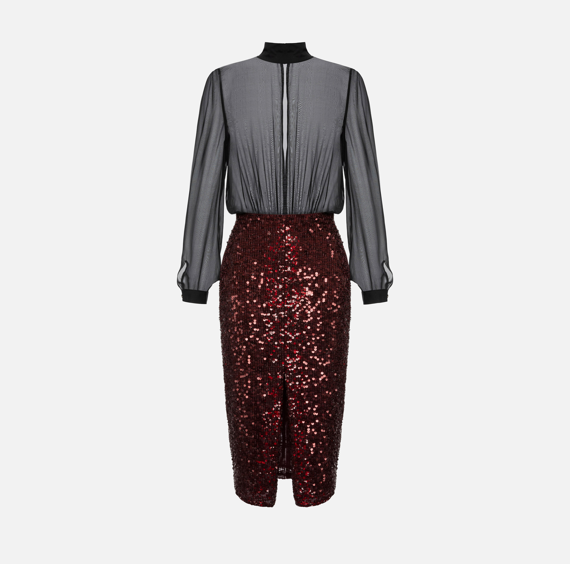 Midi-Kleid aus Georgette mit Pailletten-Stickerei | Elisabetta Franchi® Outlet