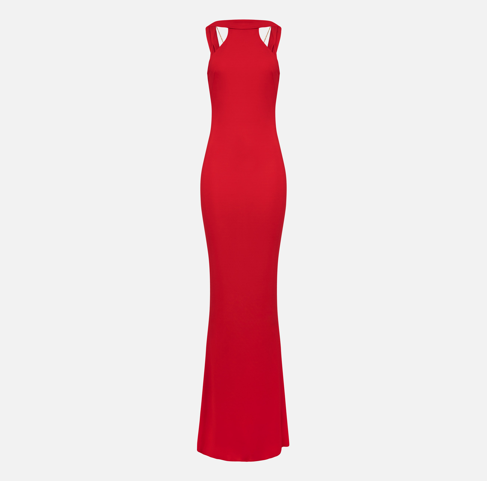 Red carpet dress in jersey with necklace on the back | Elisabetta Franchi® Outlet