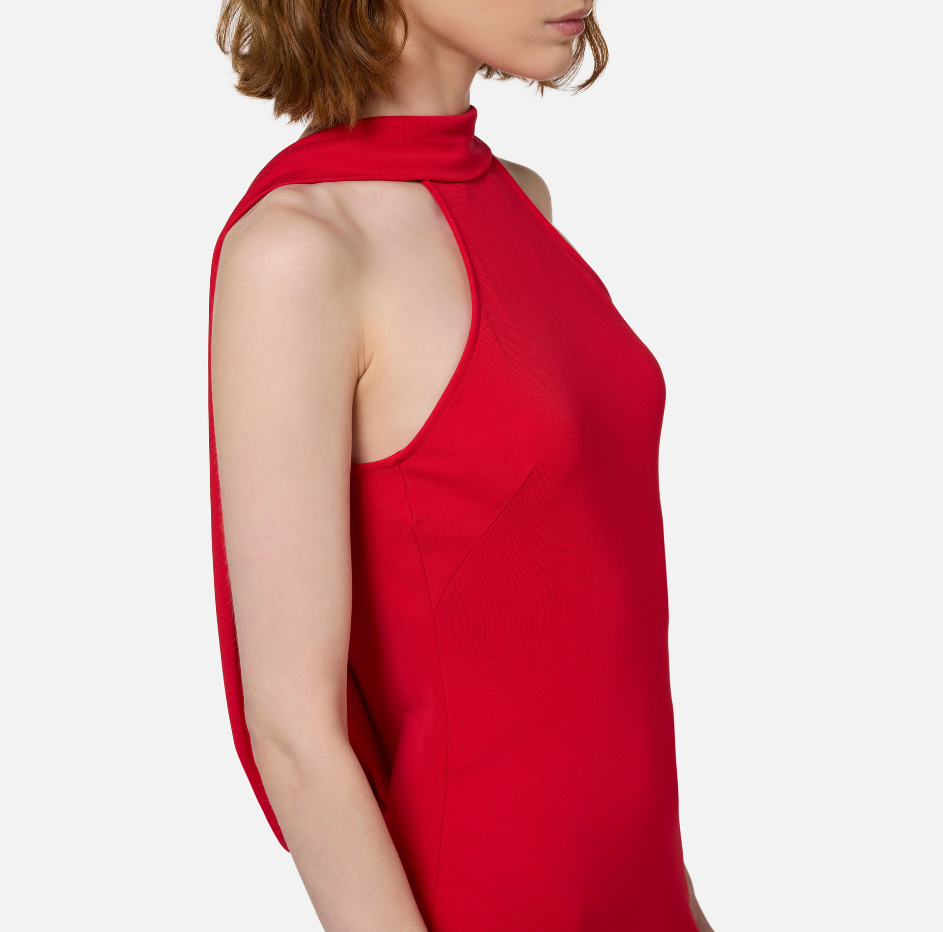 Red carpet dress in jersey with necklace on the back | Elisabetta Franchi® Outlet