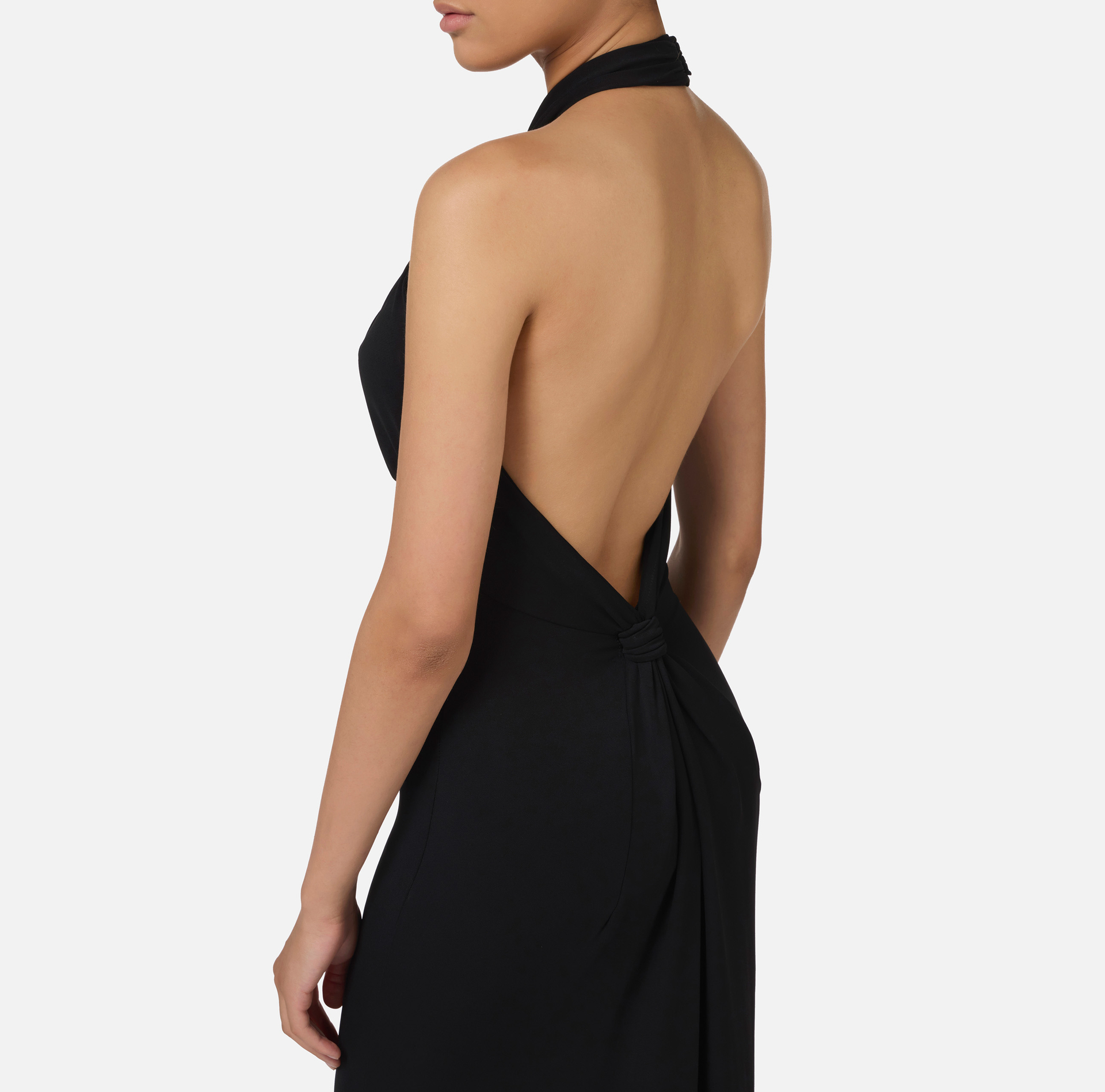 Abito red carpet in jersey con drappeggio e placca logo | Elisabetta Franchi® Outlet