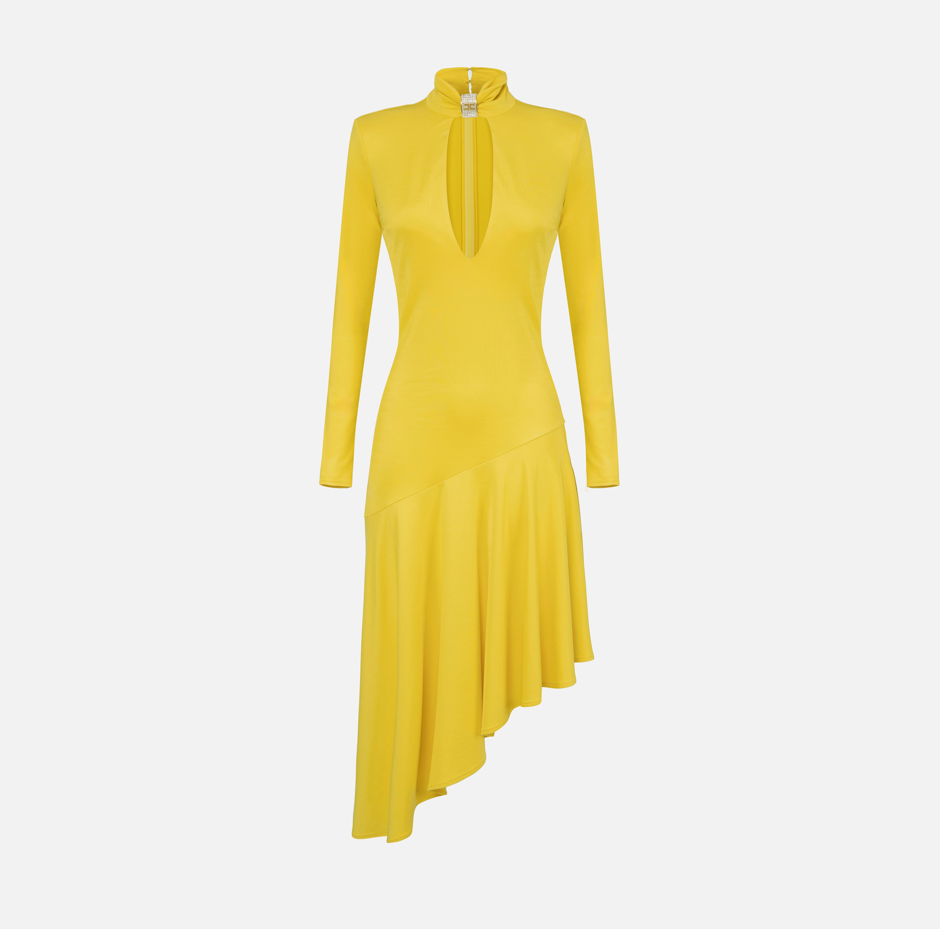Midi-Kleid aus Jersey mit Schmuck-Accessoire | Elisabetta Franchi® Outlet