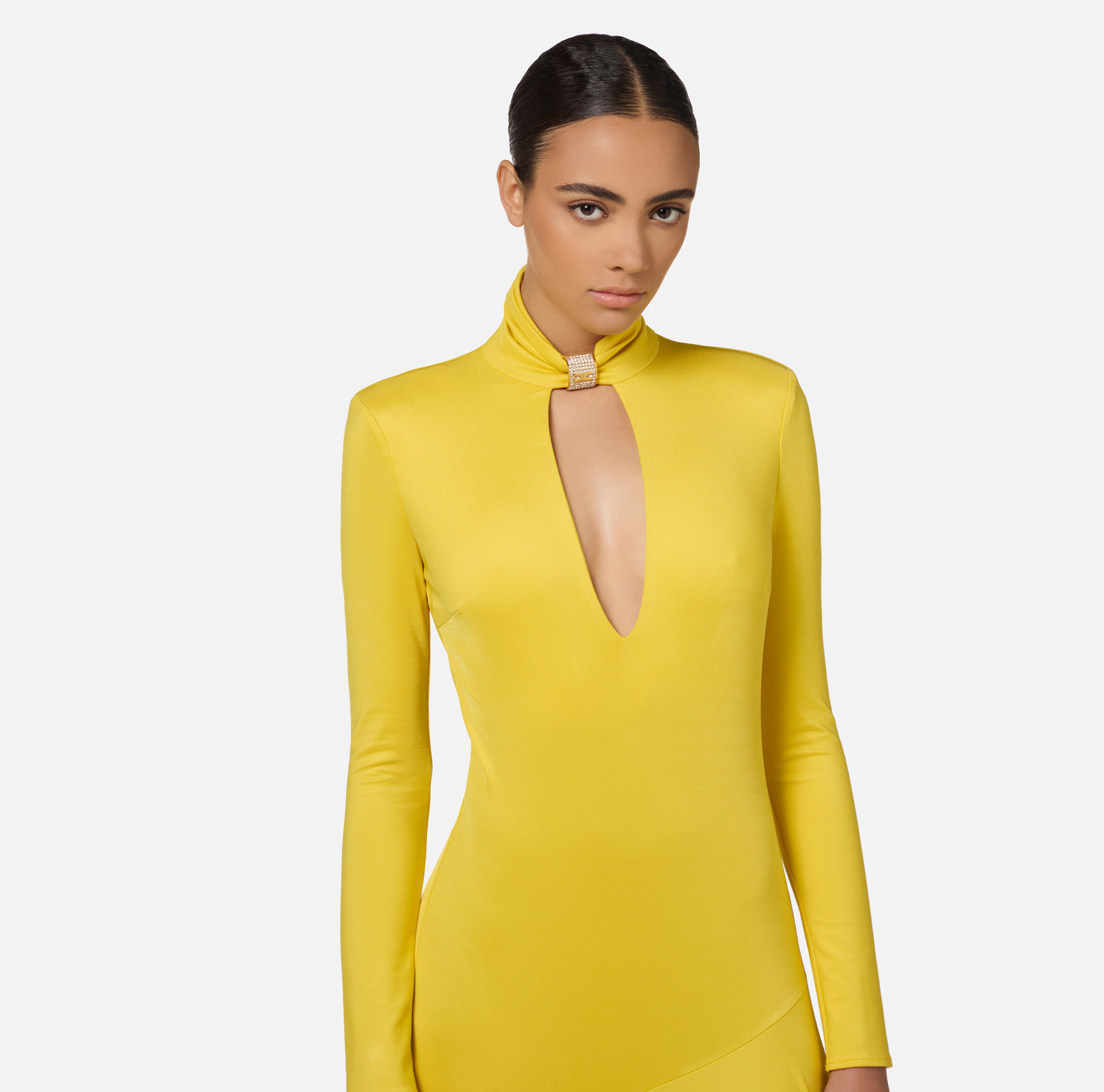 Jersey midi dress with jewel accessory | Elisabetta Franchi® Outlet