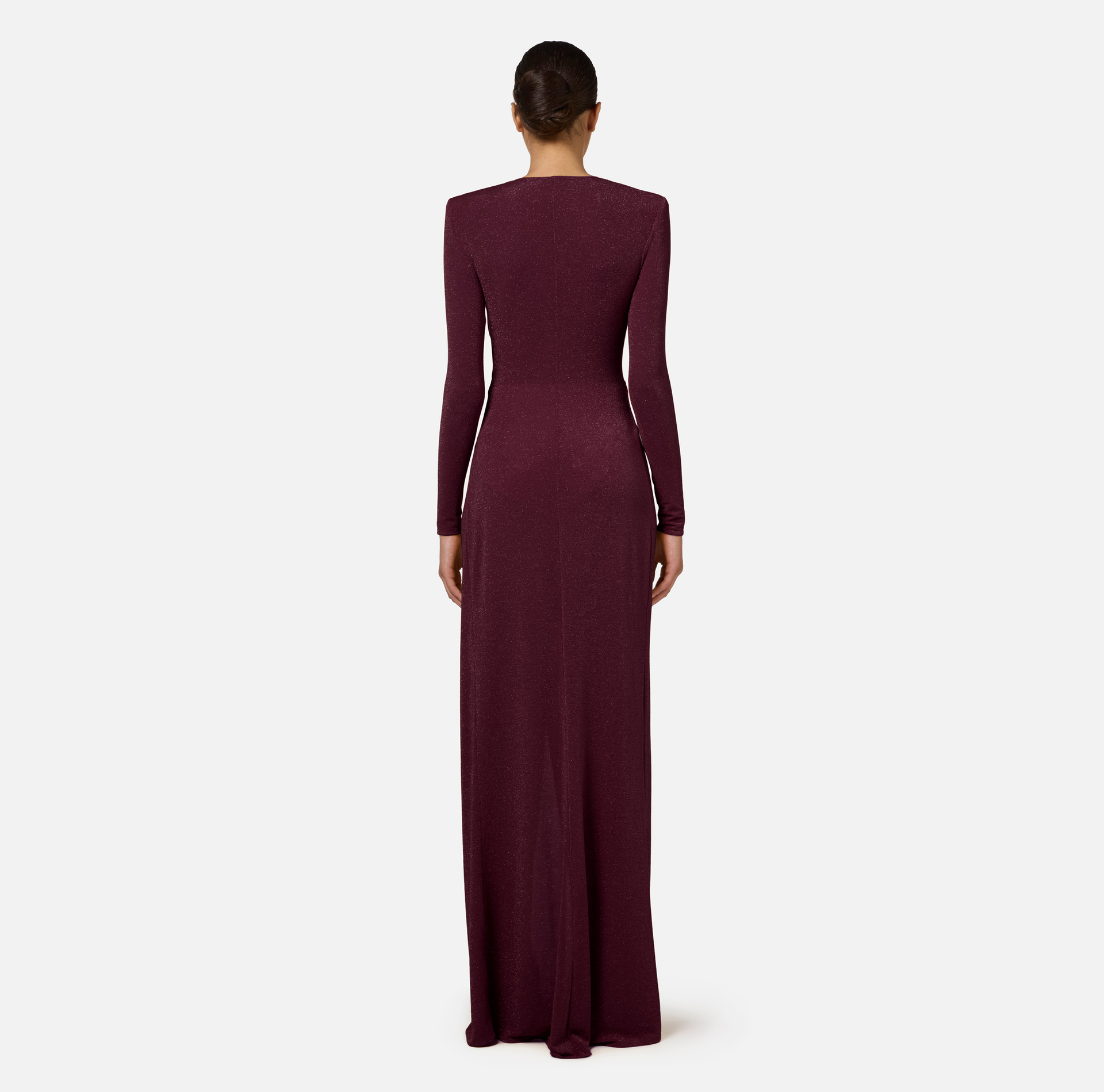 Red carpet dress in lurex jersey with knot and logo accessory - Elisabetta Franchi® Outlet