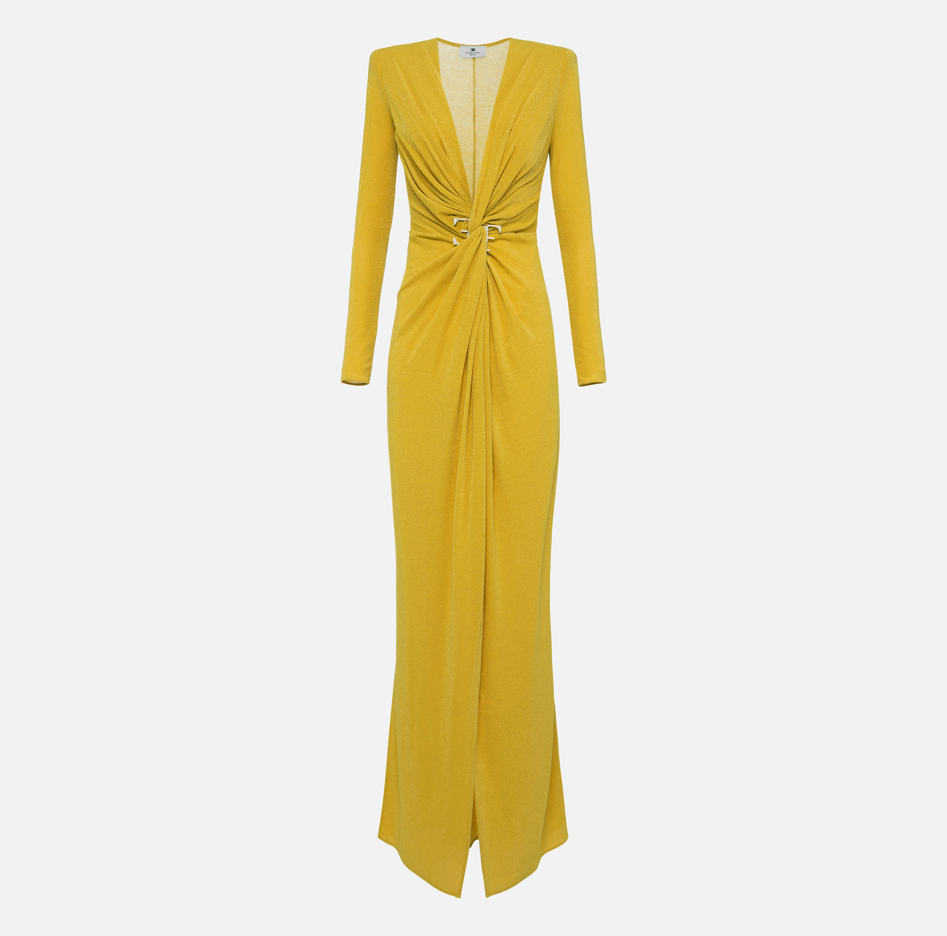 Red carpet dress in lurex jersey with knot and logo accessory | Elisabetta Franchi® Outlet