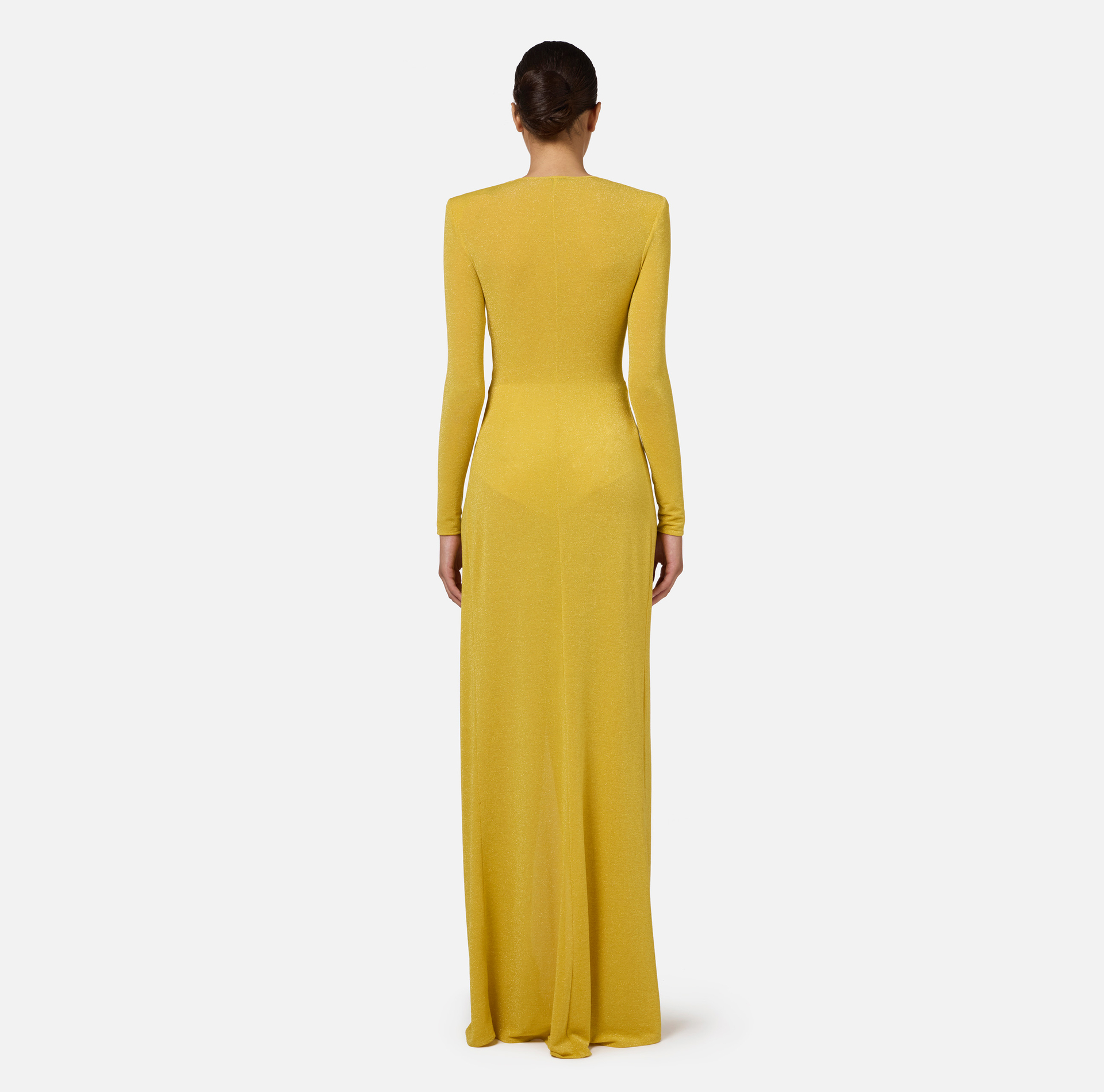 Red carpet dress in lurex jersey with knot and logo accessory | Elisabetta Franchi® Outlet