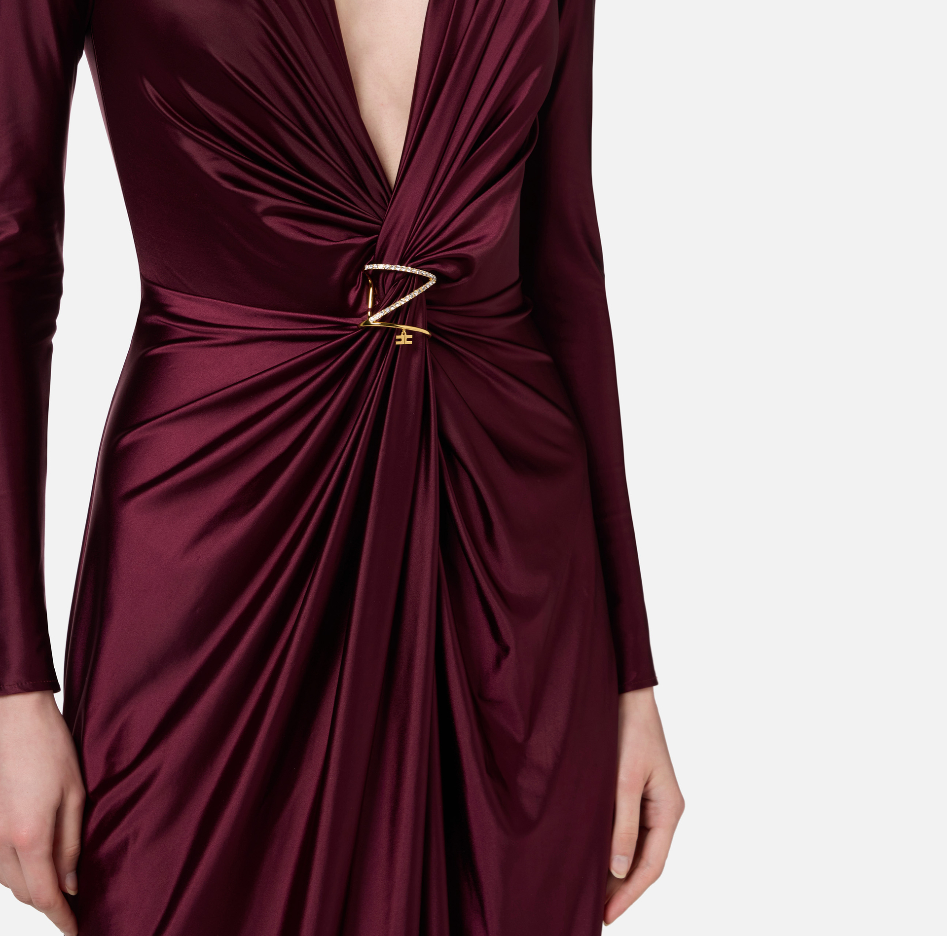 Robe Red Carpet en lycra avec nœud et accessoire logo | Elisabetta Franchi® Outlet