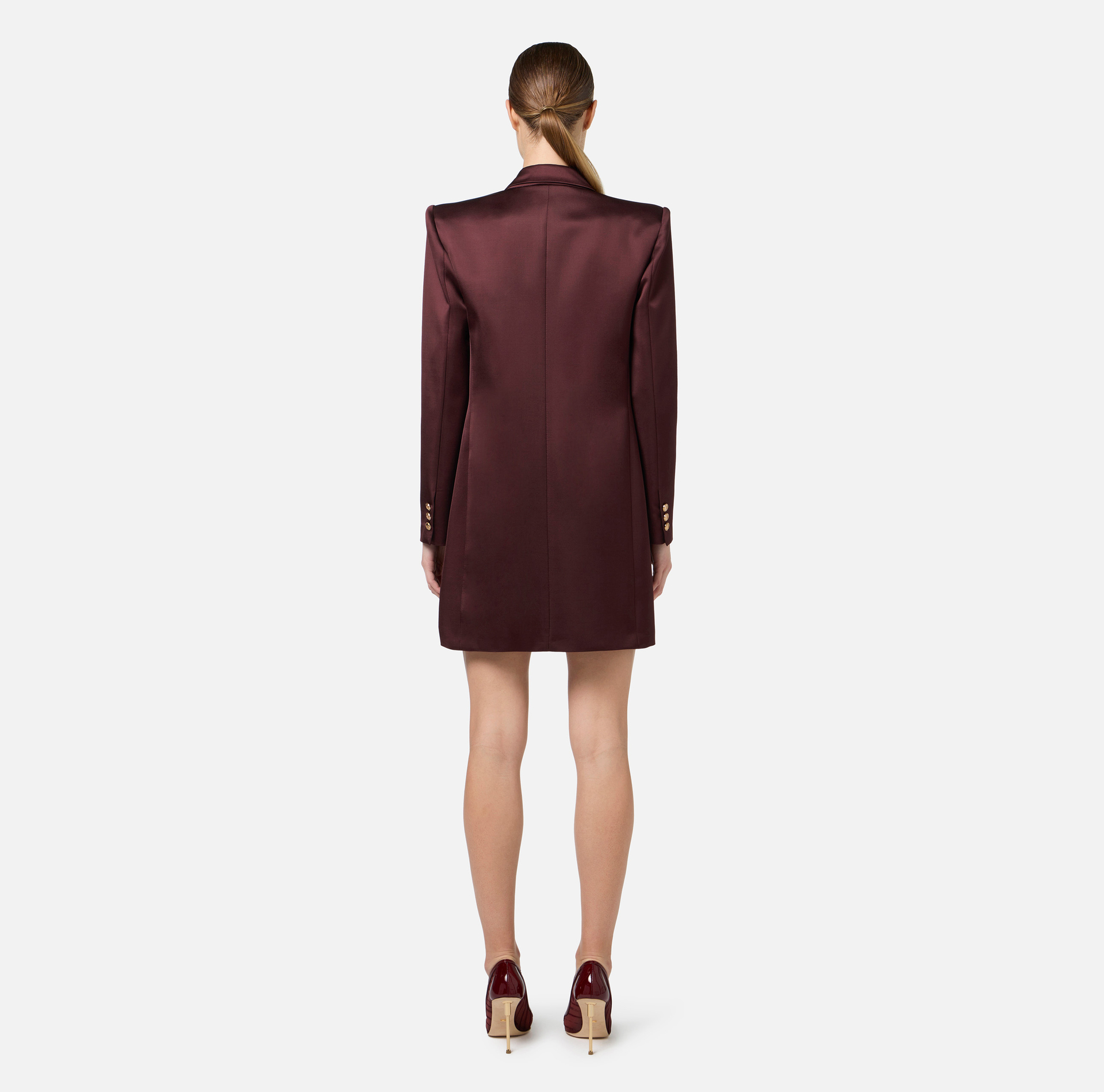 Double-breasted coat dress in cool wool with tips | Elisabetta Franchi® Outlet