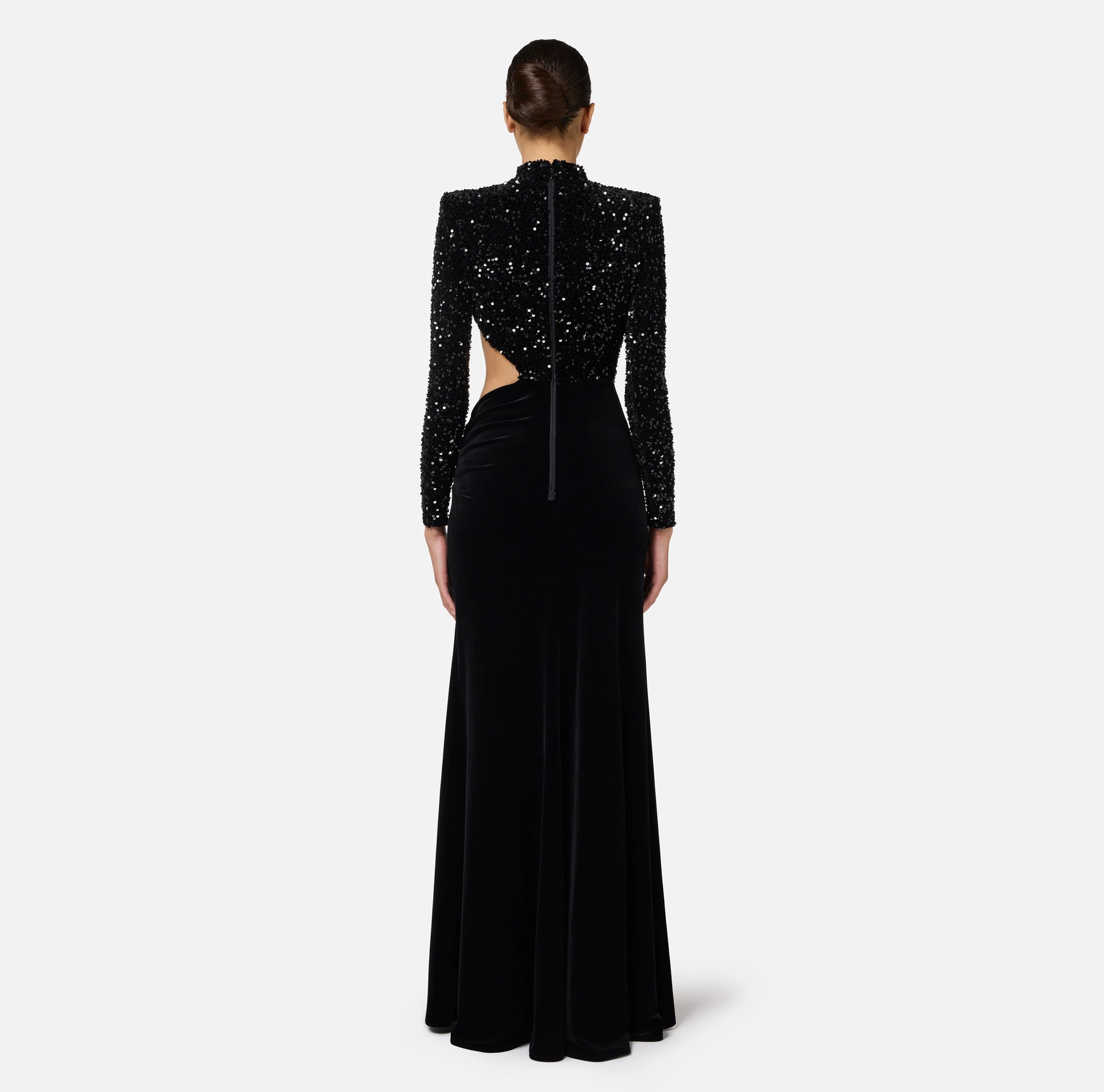 Robe Red Carpet en chenille brodée de sequins avec découpe | Elisabetta Franchi® Outlet