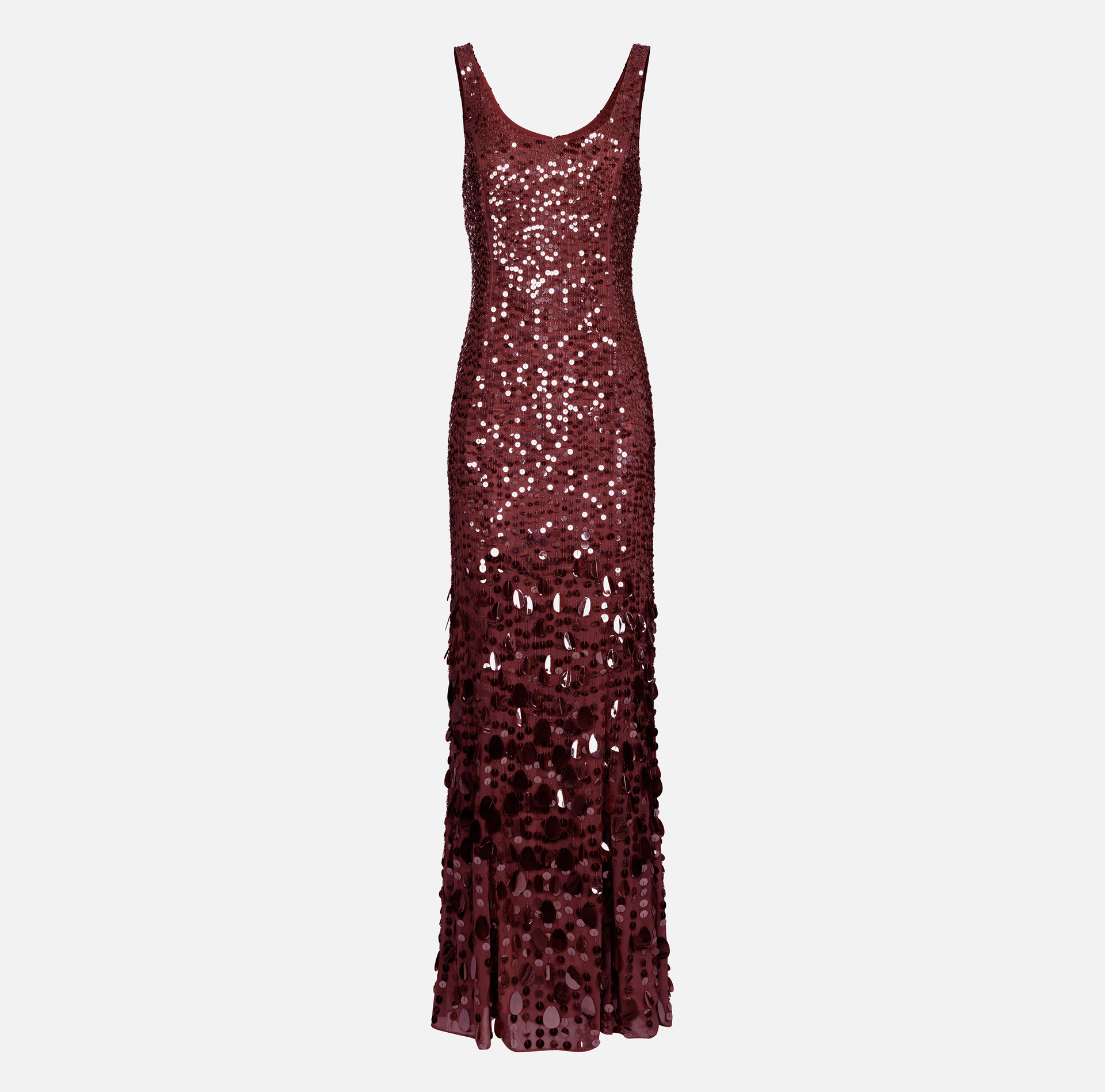Sequin-embroidered georgette red carpet dress | Elisabetta Franchi® Outlet