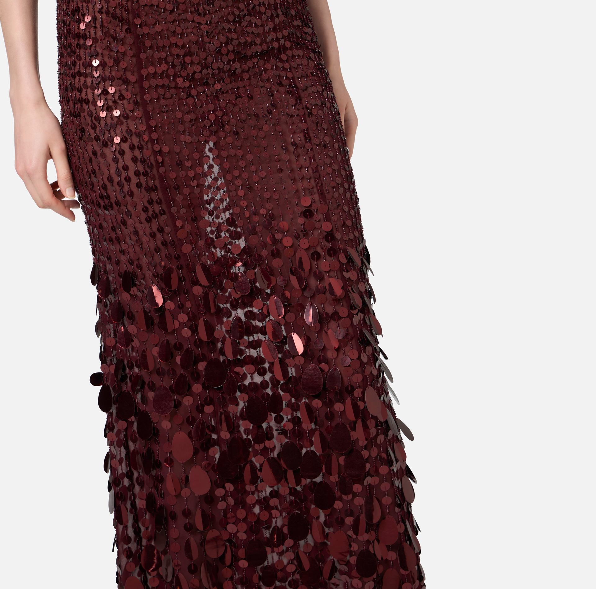 Robe Red Carpet en georgette brodée de sequins | Elisabetta Franchi® Outlet