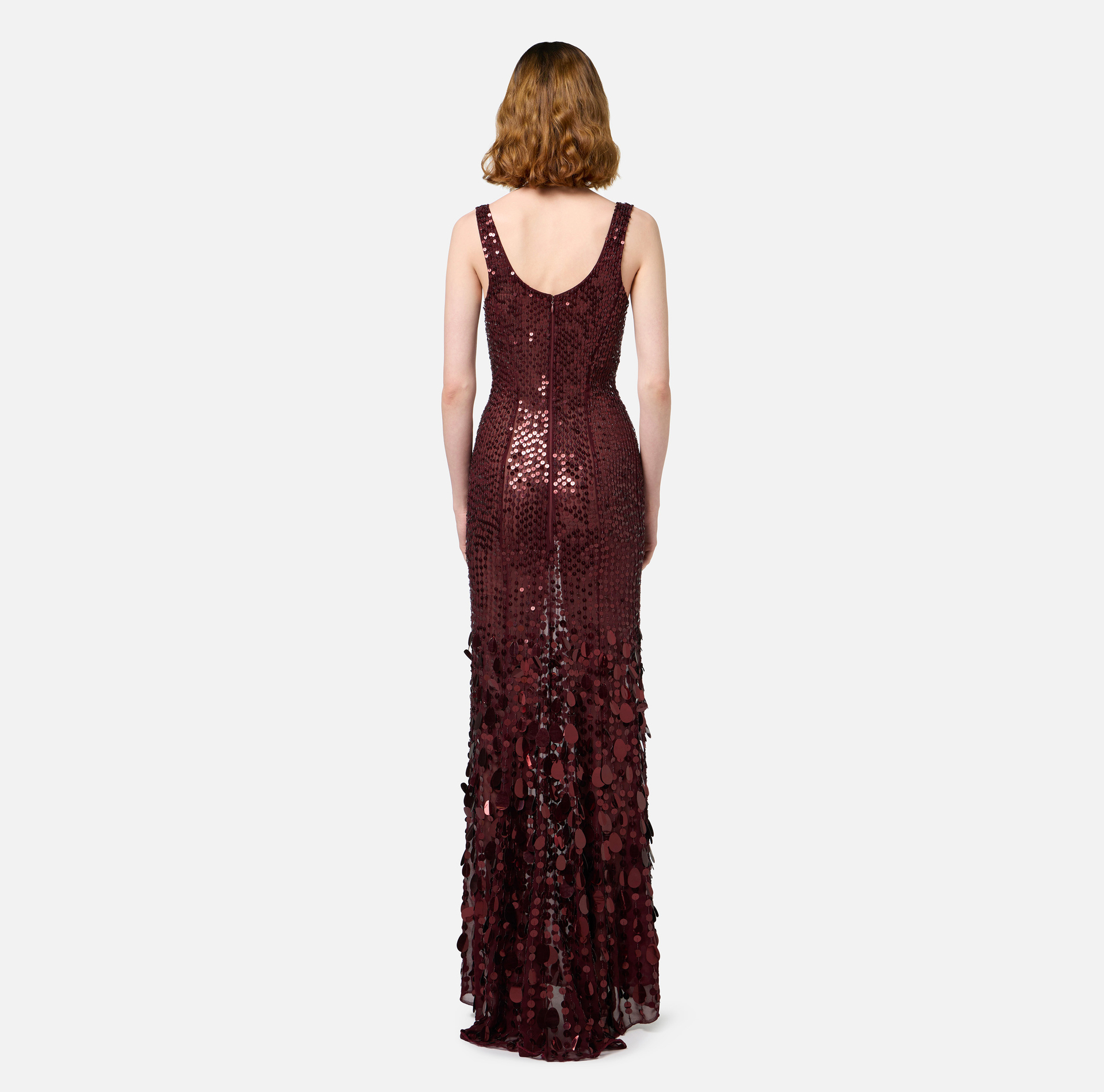Robe Red Carpet en georgette brodée de sequins | Elisabetta Franchi® Outlet