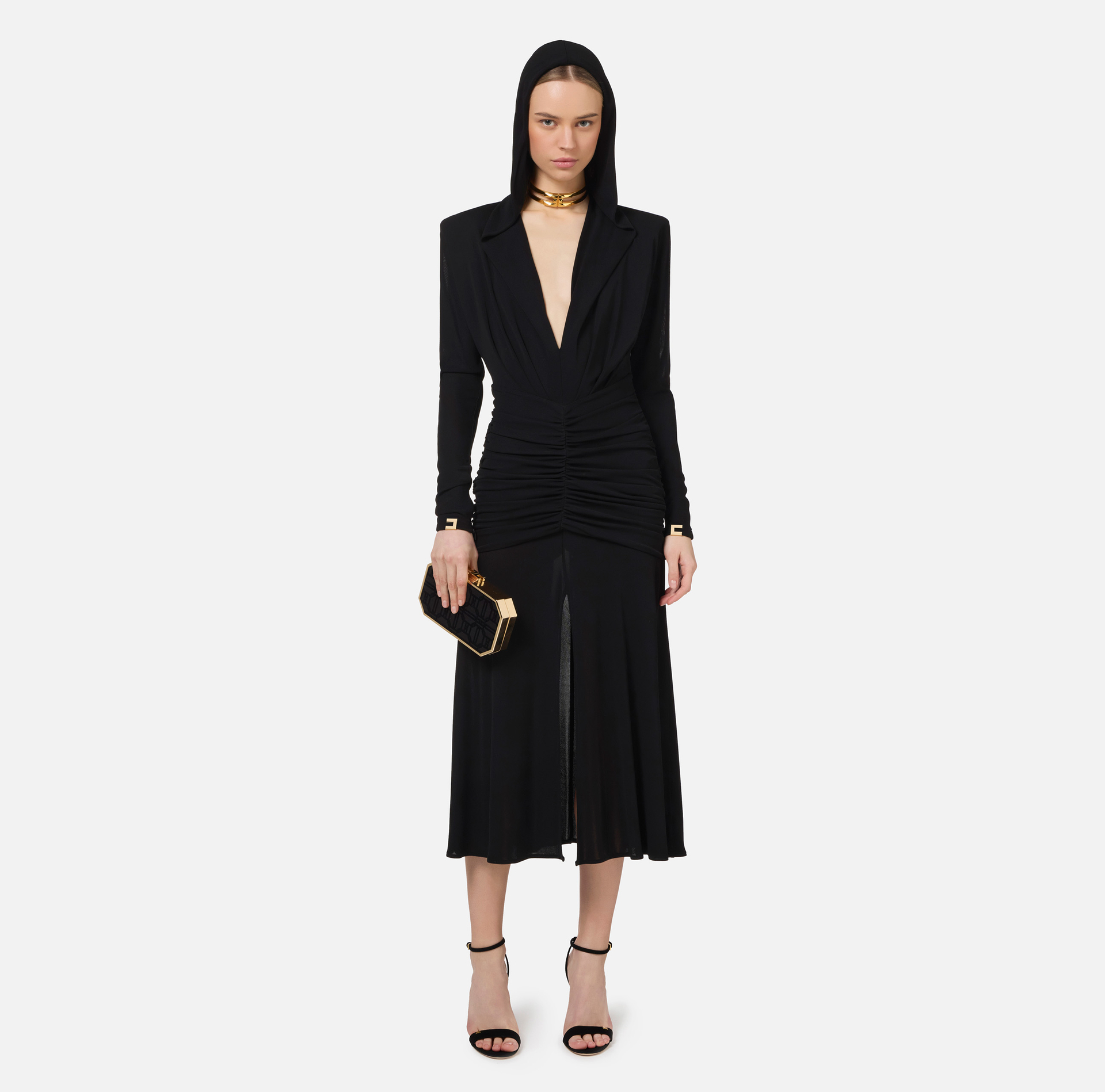 Jersey midi dress with hood | Elisabetta Franchi® Outlet
