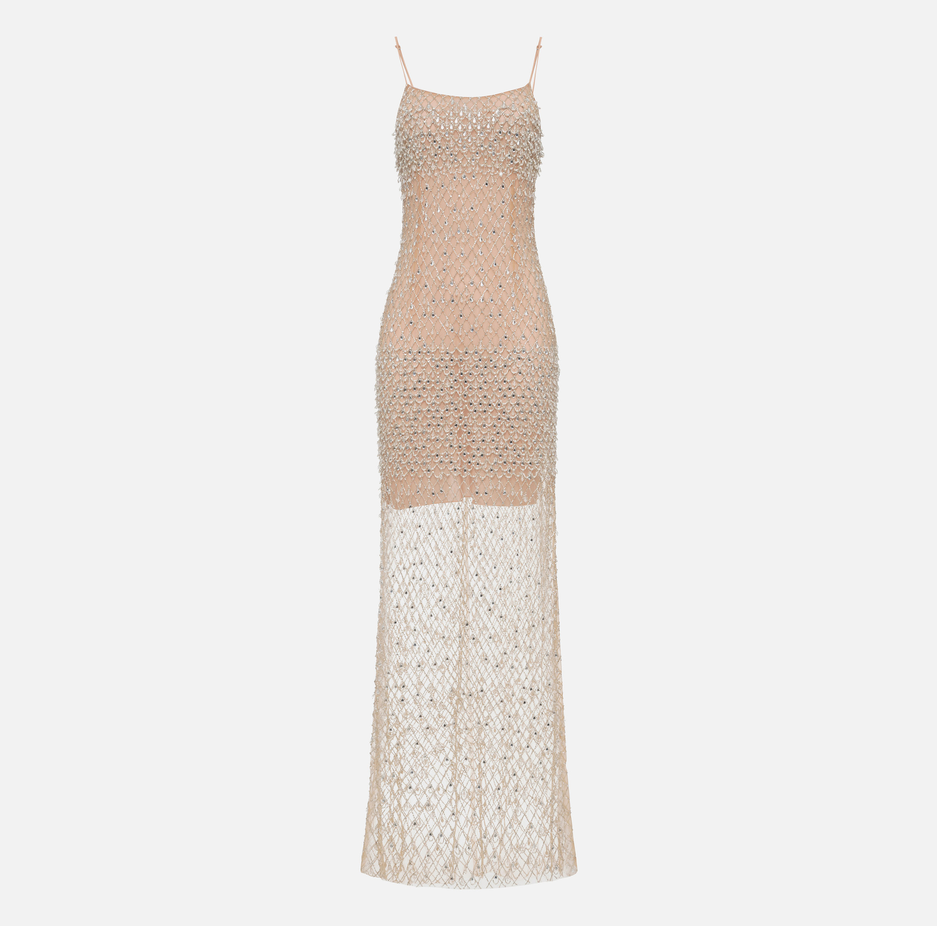 Tulle red carpet dress embroidered with diamond pattern sequins | Elisabetta Franchi® Outlet