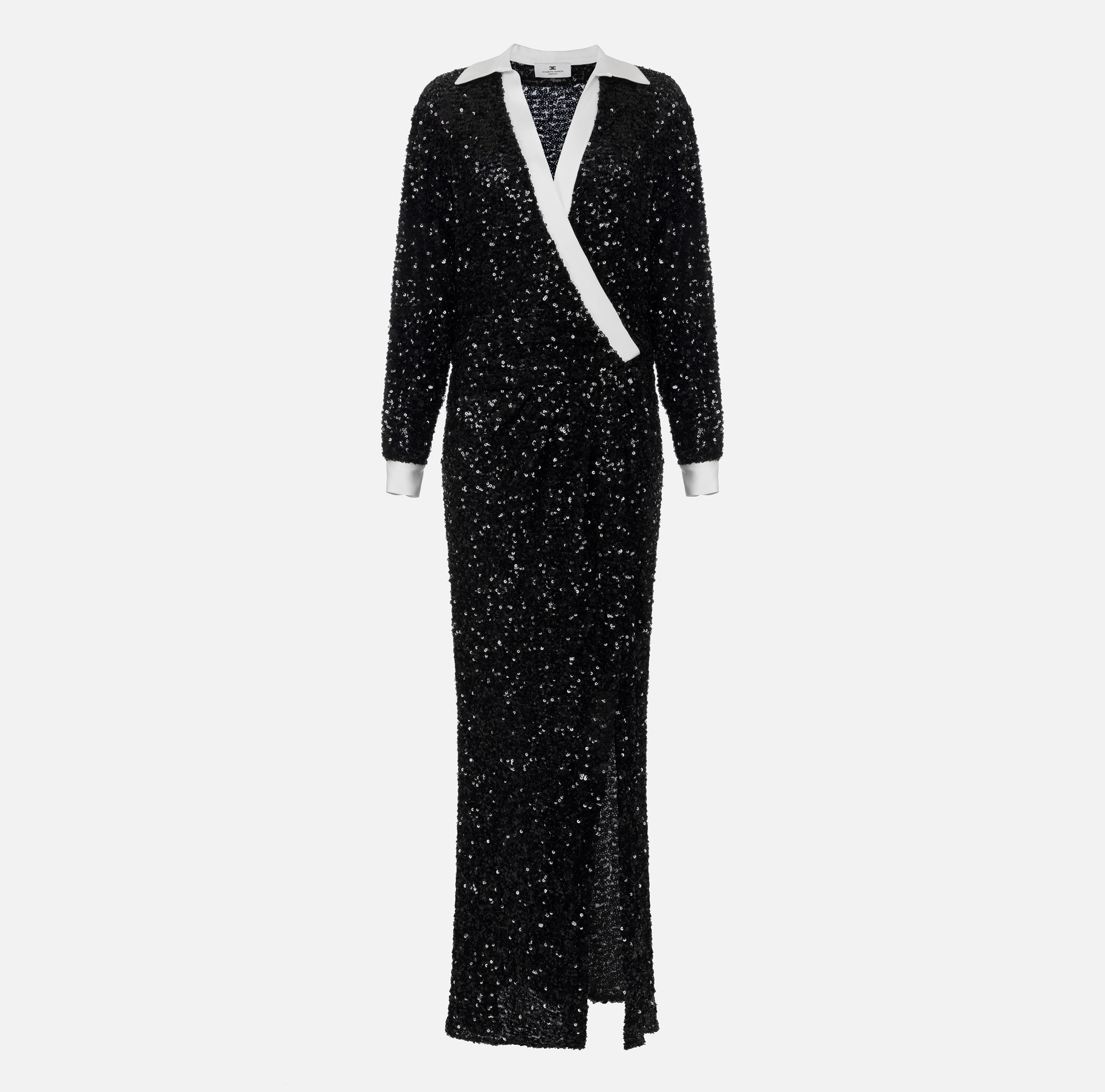 Red carpet sequin dress with satin inserts | Elisabetta Franchi® Outlet