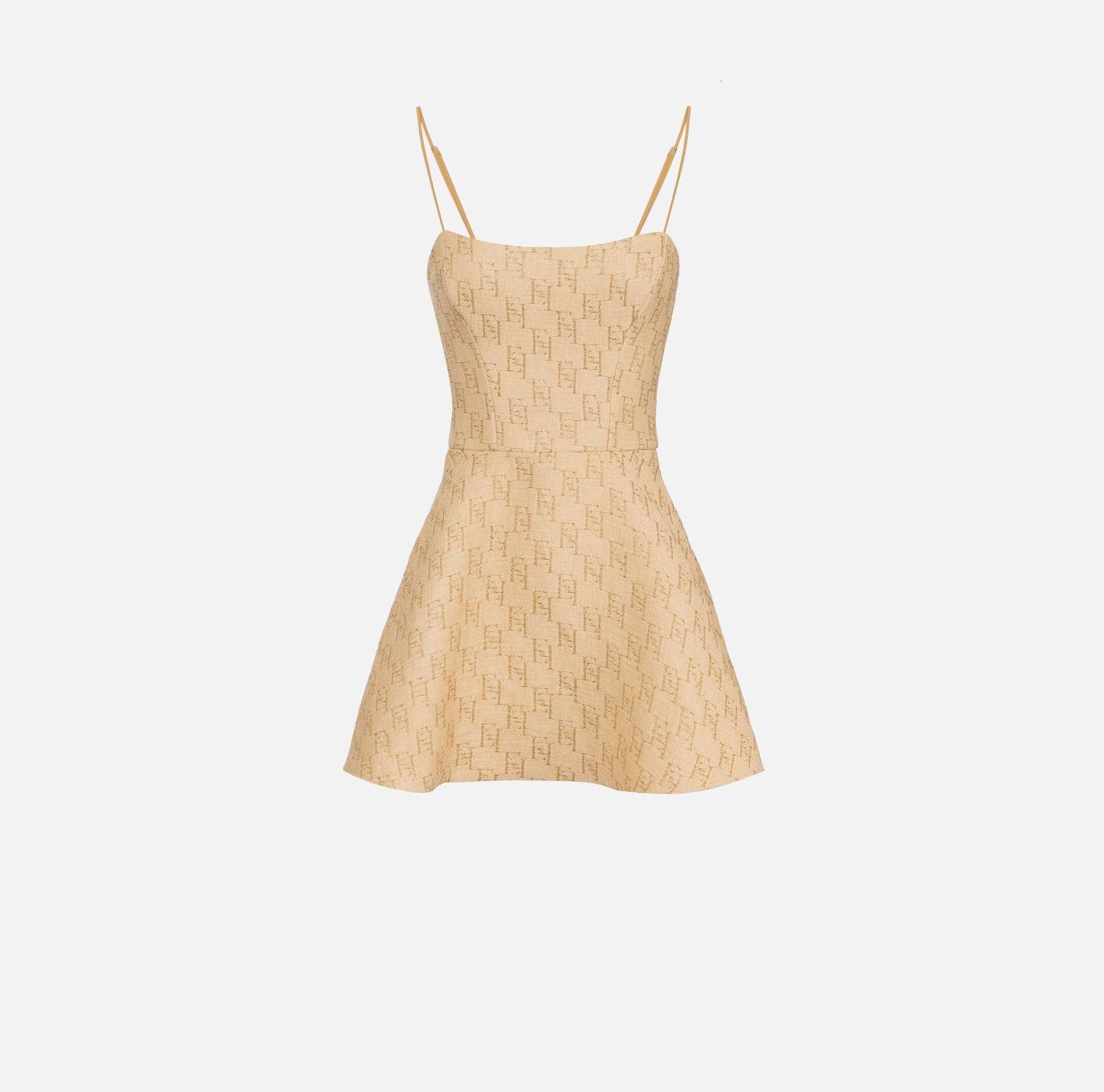 Mini-dress in jacquard raffia with lurex logo - Elisabetta Franchi® Outlet