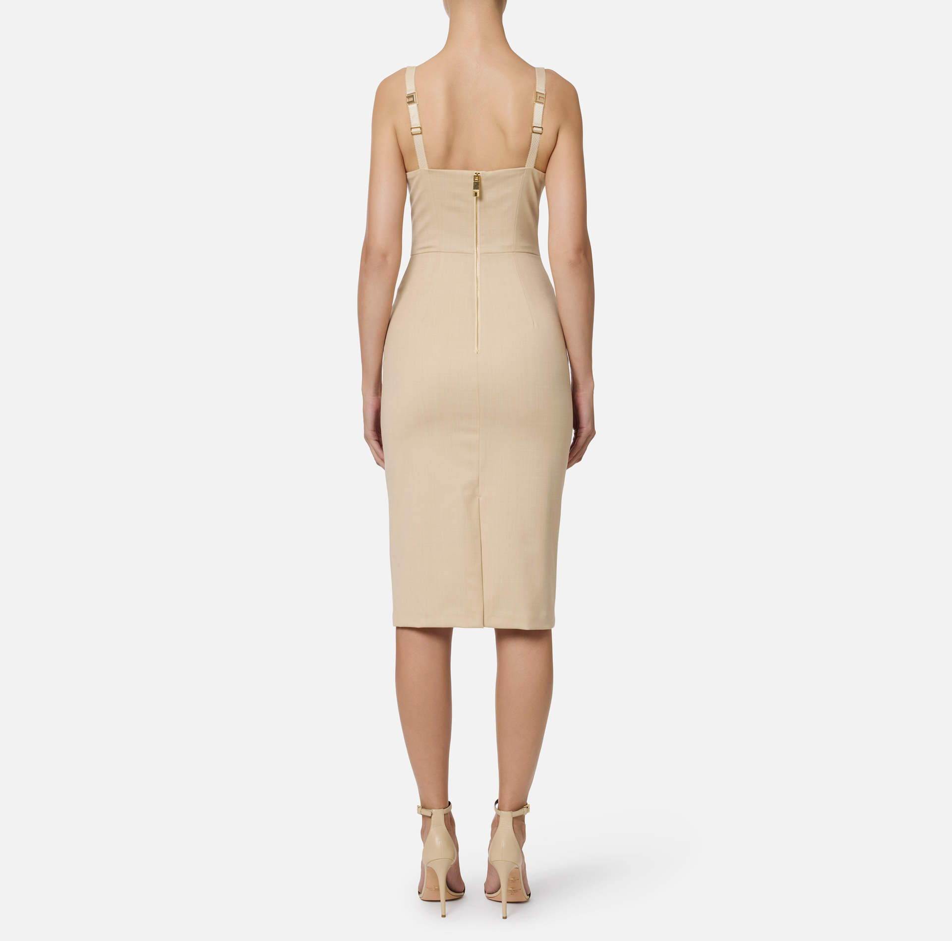 Abito midi in fresco lana mélange - Elisabetta Franchi® Outlet