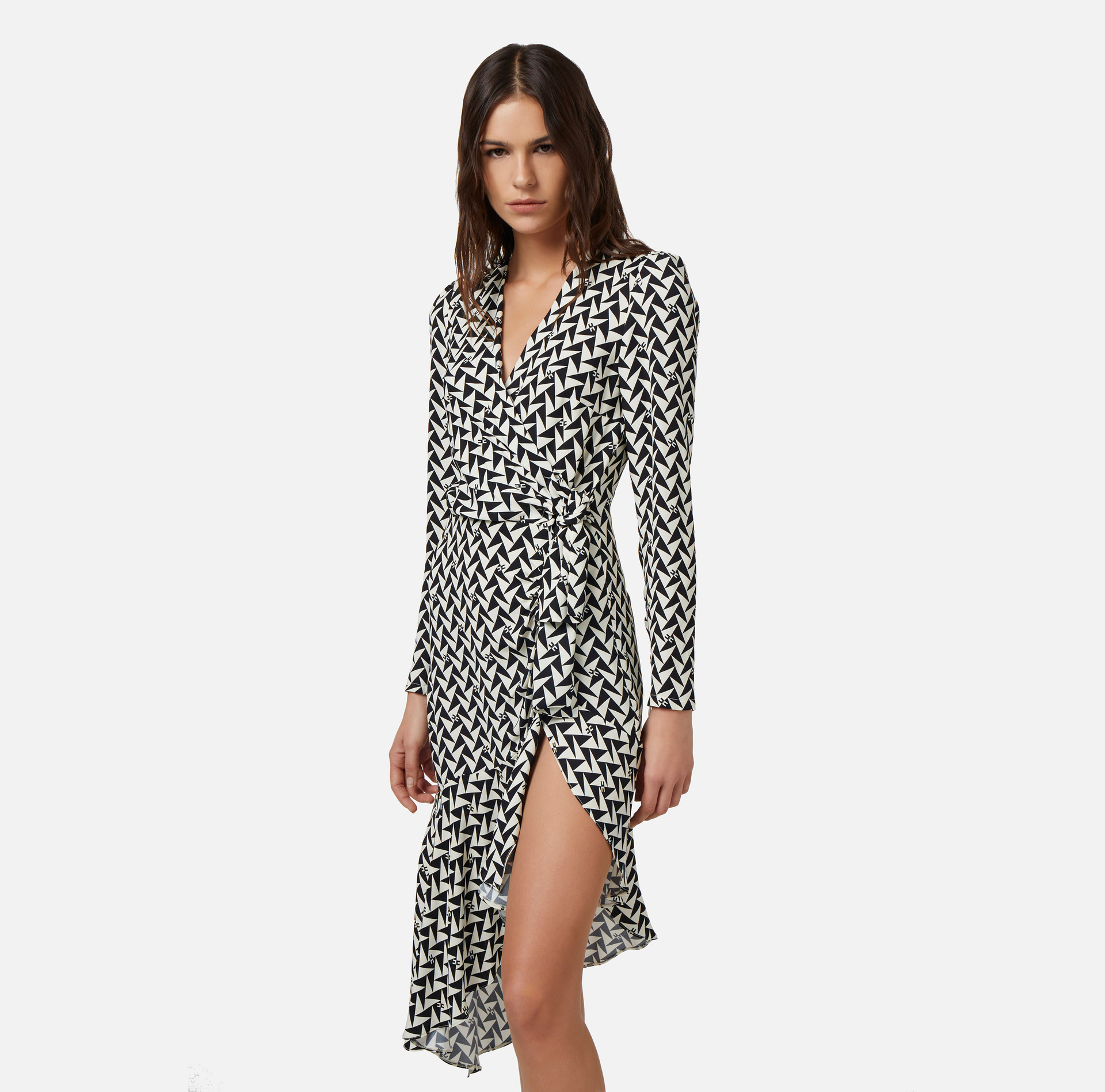 Robe midi en georgette de viscose imprimée - Elisabetta Franchi® Outlet