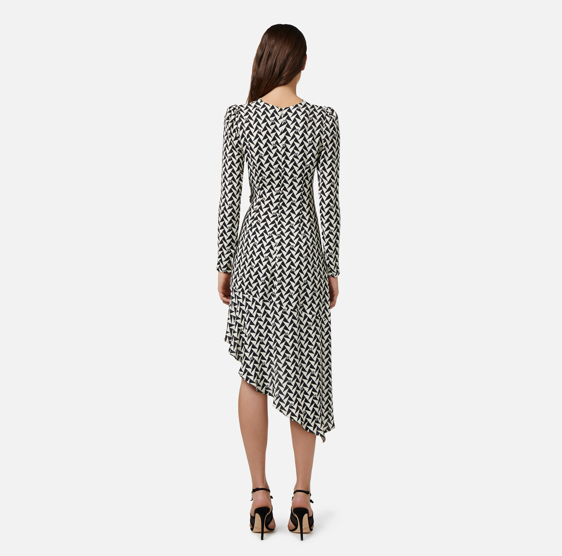 Robe midi en georgette de viscose imprimée - Elisabetta Franchi® Outlet