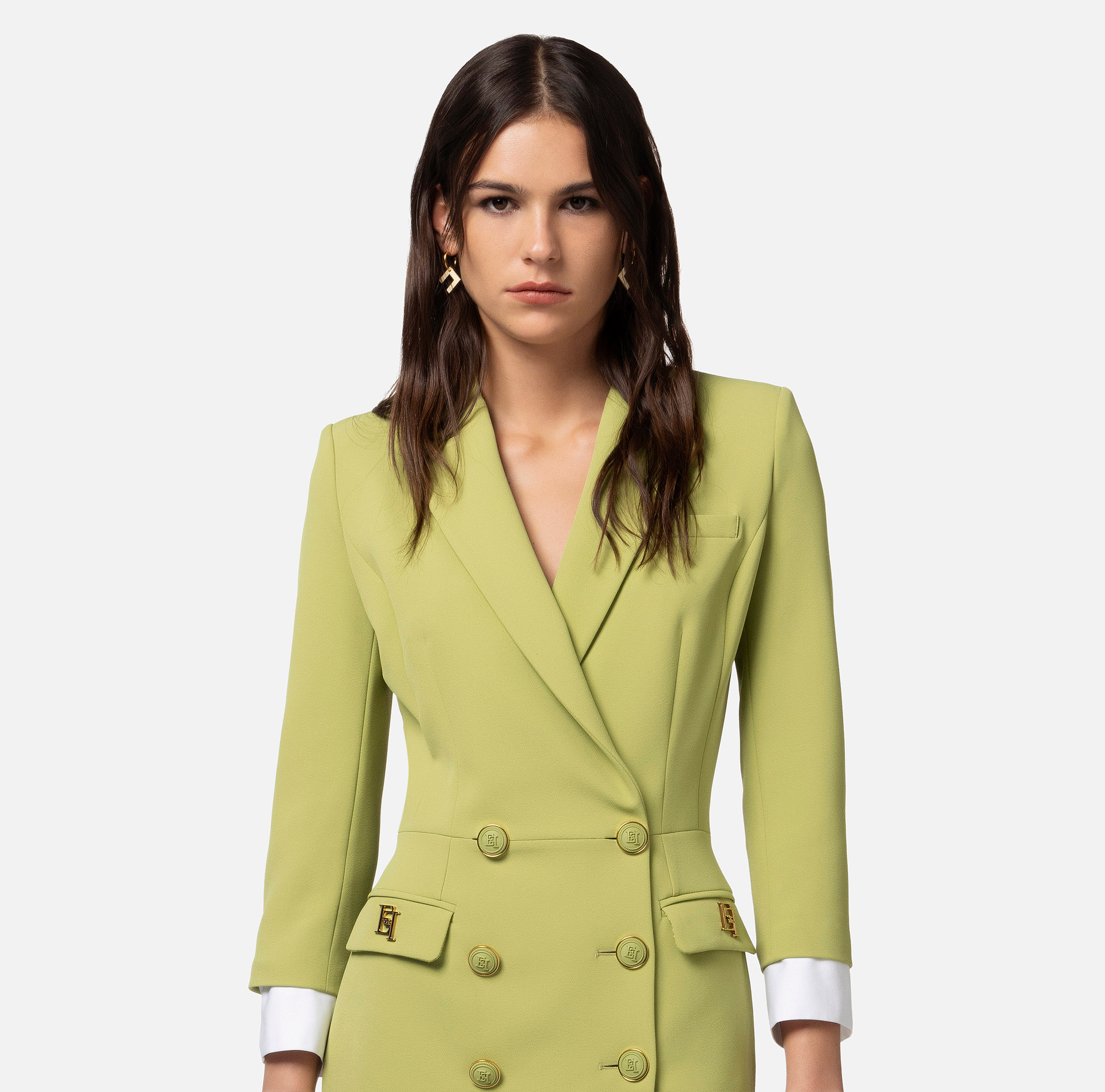 Robe manteau in crêpe stretch - Elisabetta Franchi® Outlet